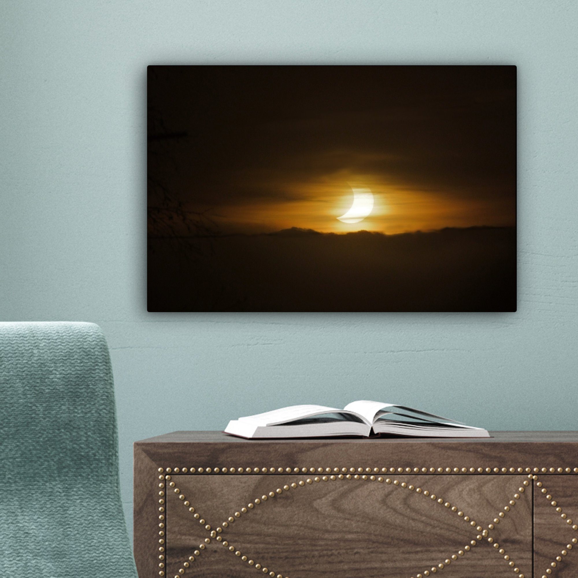 Leinwandbild Sonnenfinsternis, (1 Wanddeko, 30x20 Totale St), Aufhängefertig, OneMillionCanvasses® Wandbild Leinwandbilder, cm