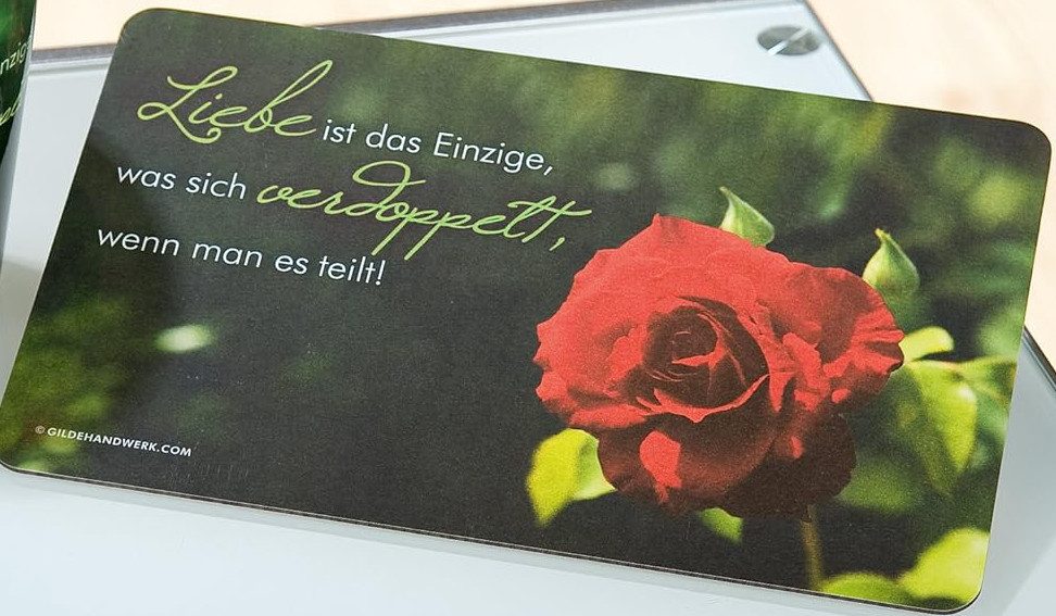 GILDE Frühstücksbrett Frühstücksbrettchen Liebe ist das Einzige, was sich verdoppelt.., (1-St), langlebig, robust und alltagstauglich