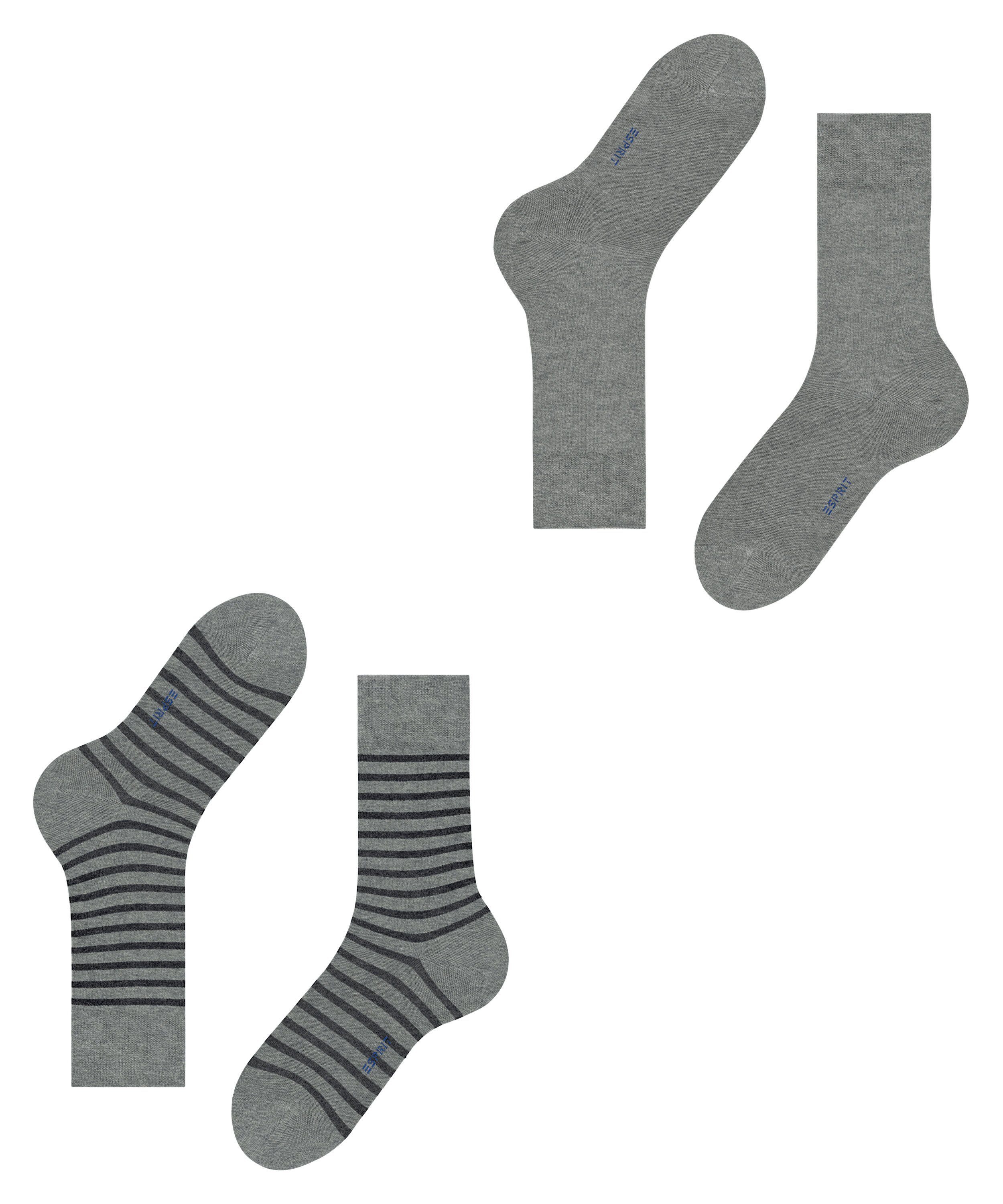 Esprit Socken Stripe 2-Pack Fine light (3400) grey (2-Paar)