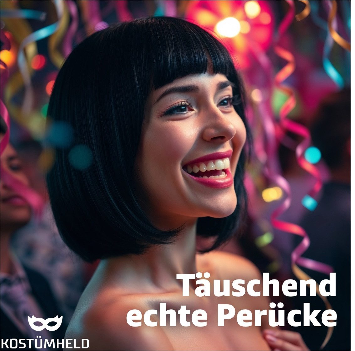 TK Gruppe Kostüm-Perücke Bob Wig Kurzhaarperücke Retro – für Fasching & Karneval
