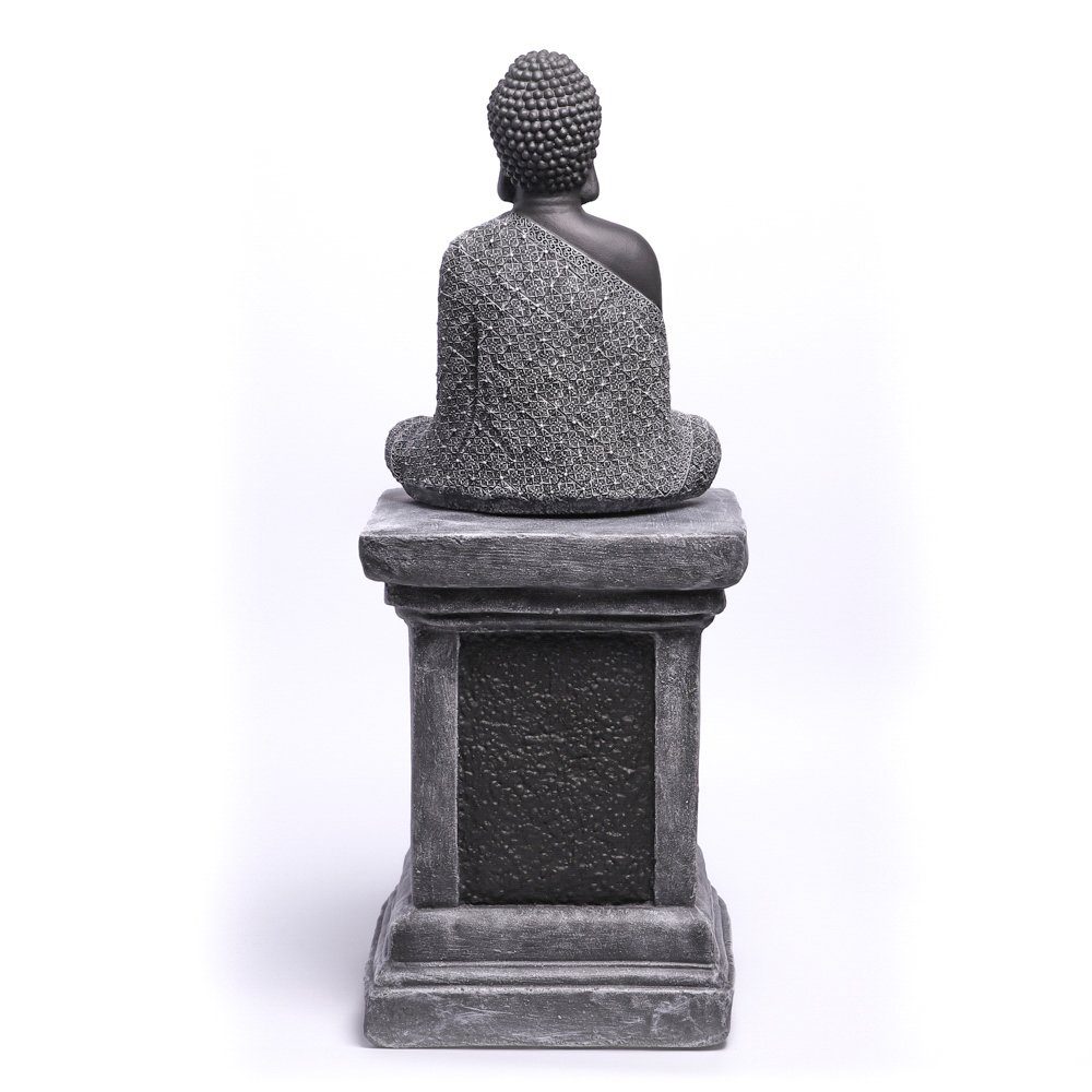 Tiefes Kunsthandwerk Säule - Stein mit aus frostsicher, Figur Buddha Germany Made in schwarz Buddhafigur winterfest, Statue