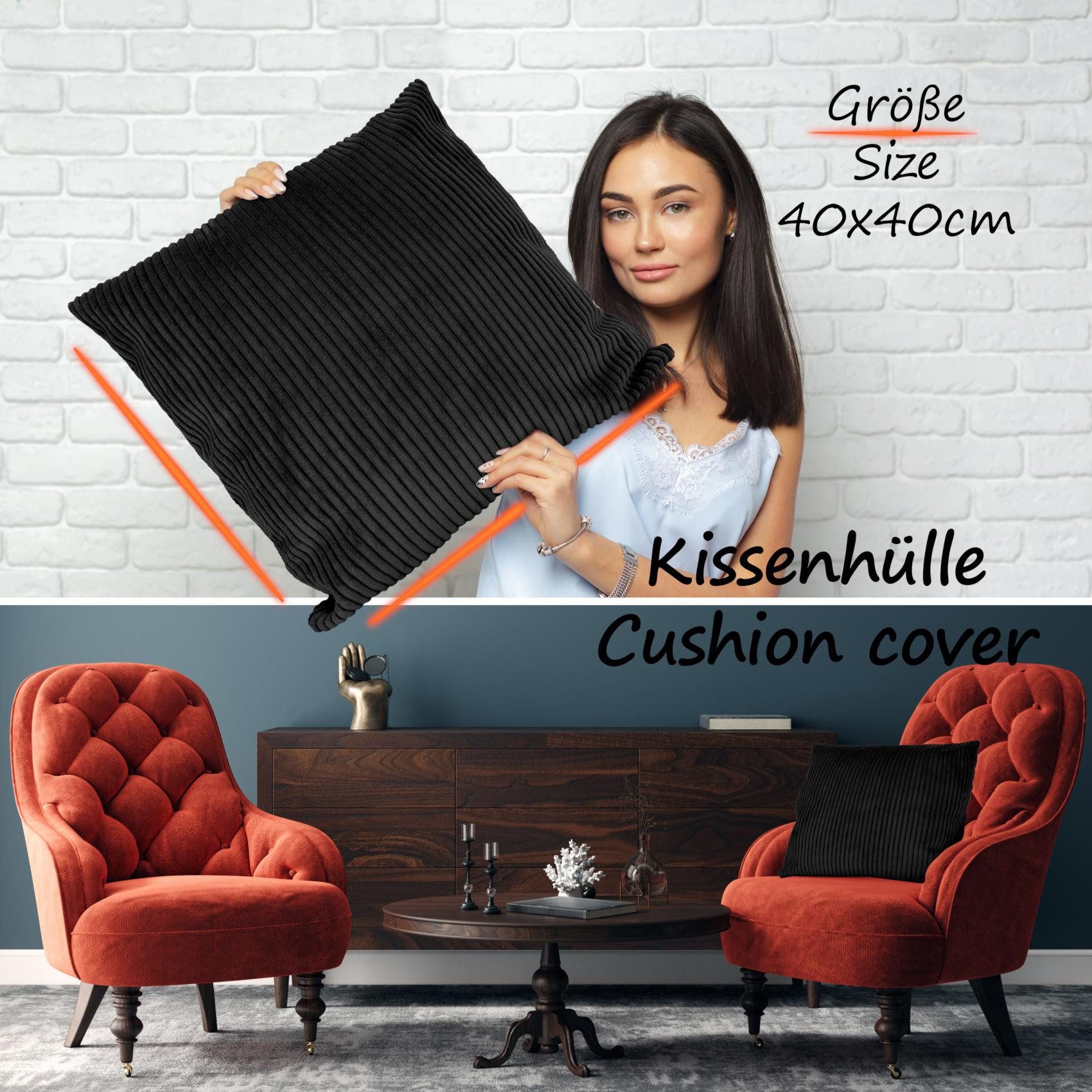 ANRO Dekokissen Kissenhülle MIT oder OHNE Füllung Kissenbezug Zierkissen, Kissenhülle in 30x50cm ohne Füllung Schwarz – Bild 4 von 5