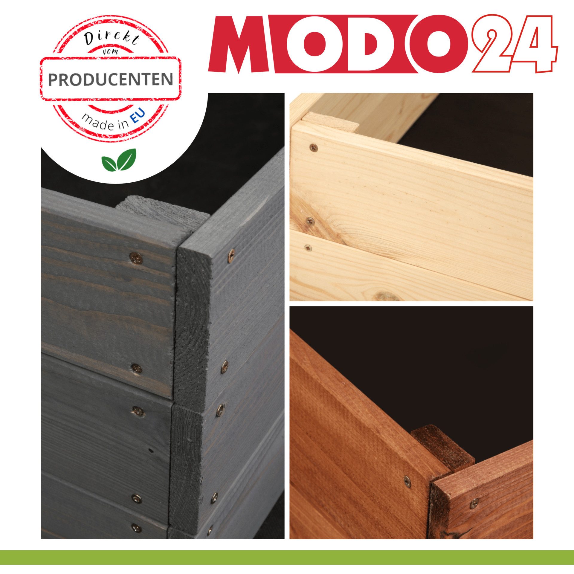 Modo24 Hochbeet ZP06, Kräuterbeet, Gartenbeet, Pflanzkasten, Blumenbeet, Gemüsegarten, für Garten und Terrasse, Kiefernholz Massivholz, viele Größen 3 Farben