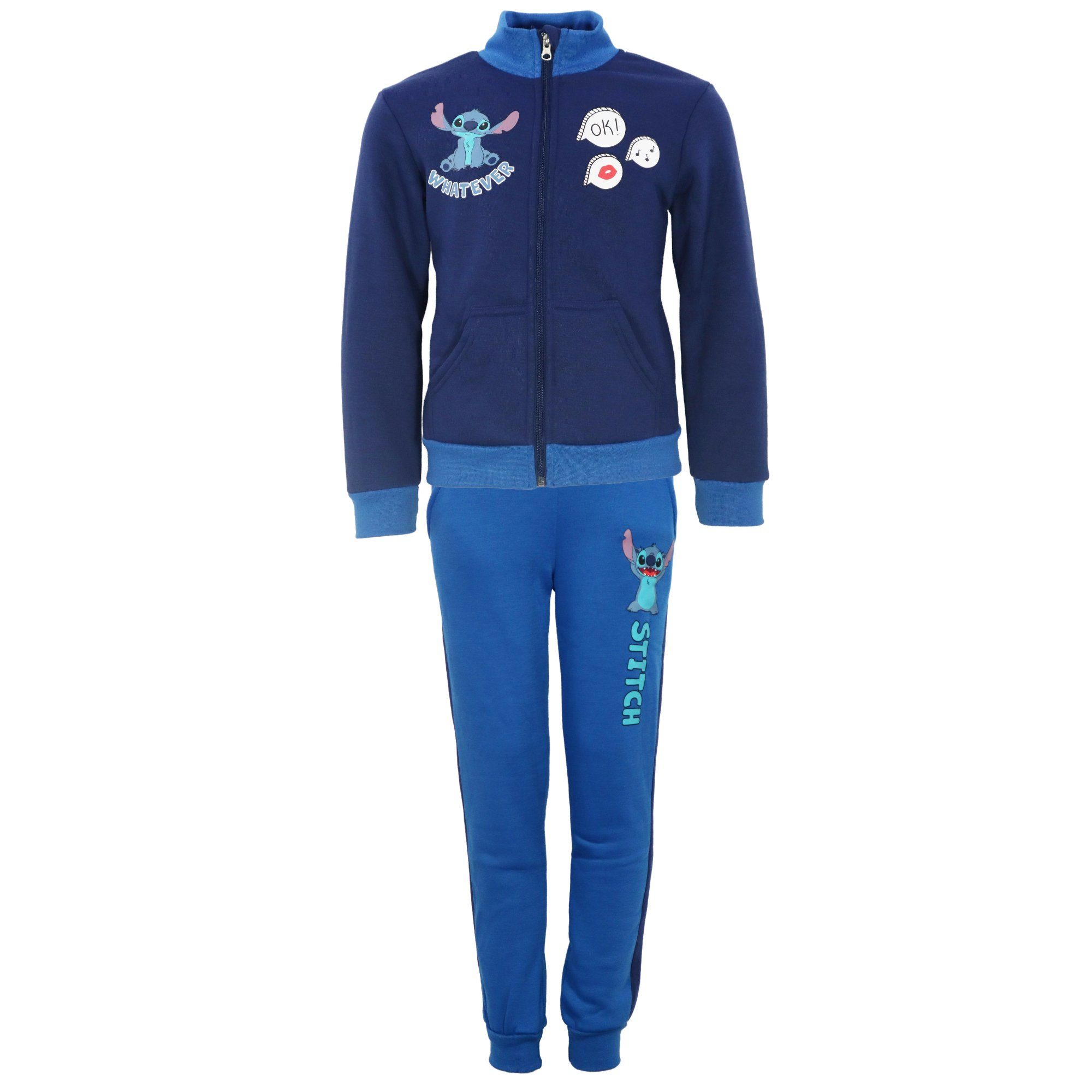 Disney Jogginganzug Disney Stitch Kinder Fleece Joggingset Sporthose Hose Jacke, Gr. 92 bis 128