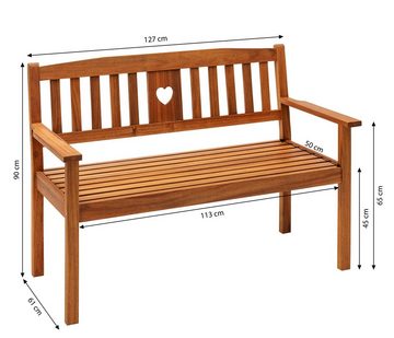 Dehner Balkonset Gartenbank Heart, 2- oder 3-Sitzer, Farbe braun, Gartenbank aus FSC®-zertifiziertem Akazienholz mit Landhaus-Charme
