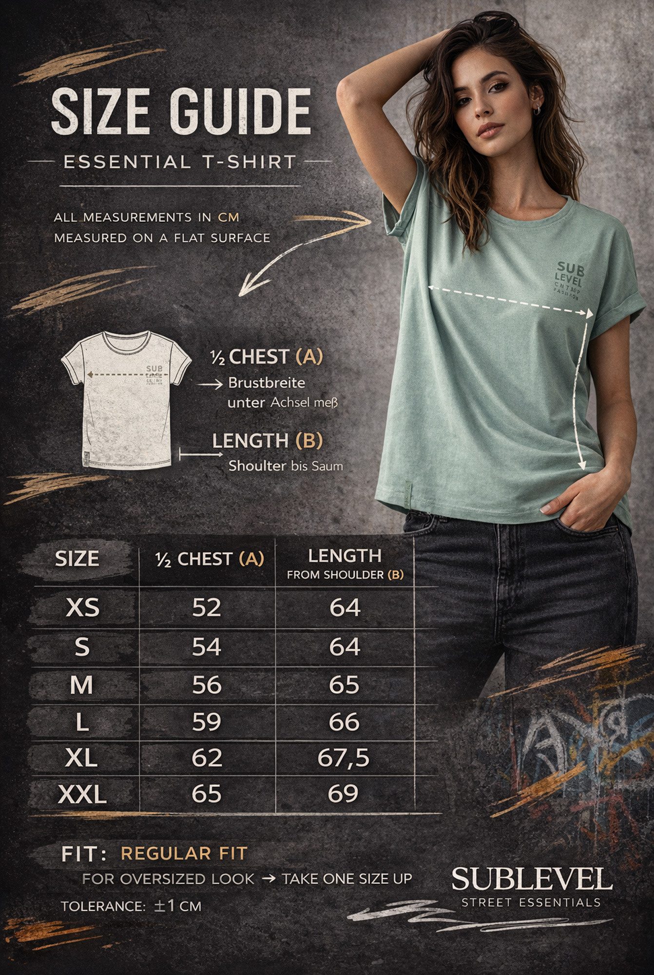 SUBLEVEL T-Shirt Damen Shirt Turn-Up Ärmel Weiches Basic Shirt Rundhals Kurzarm Baunwolle Modal Mix, super soft, unifarben, markenlogo