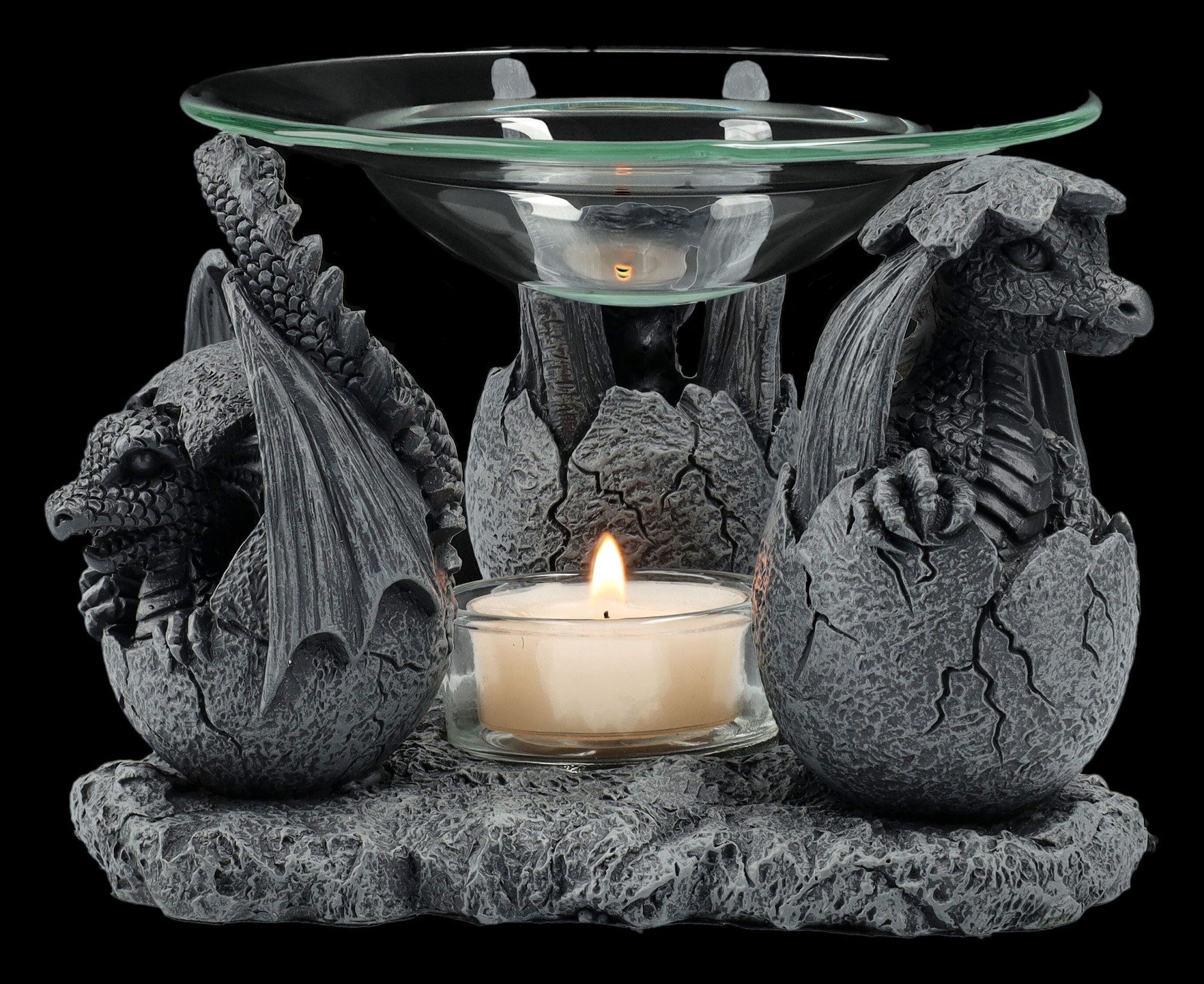 Figuren Shop GmbH Duftlampe Duftlampe - Drachen schlüpfen - Fantasy Teelichthalter Drachenei Deko