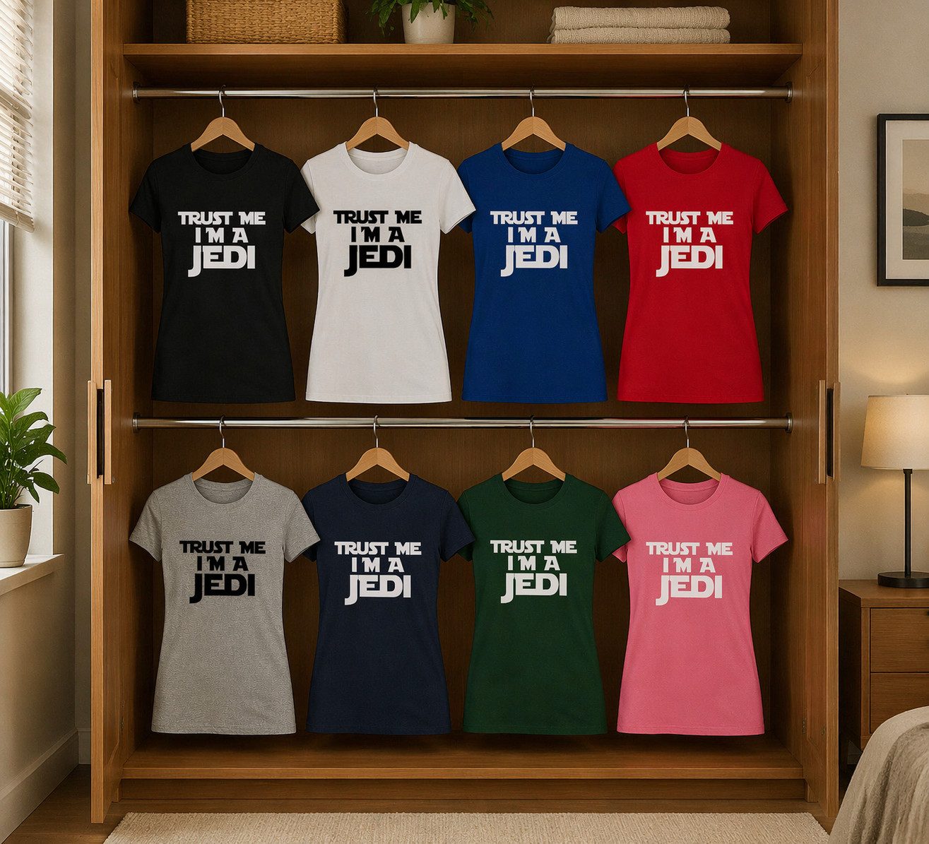 Blondie & Brownie T-Shirt Damen T-Shirt Galactic Trust Jedi Statement Baumwolle Style Damen T Shirt Trust Me I am a Jedi Print Baumwolle modern