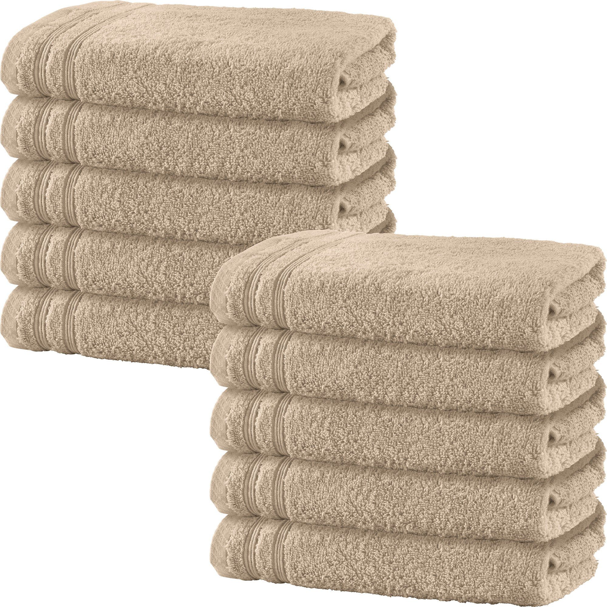 Erwin Müller Handtuch Handtuch "Heidelberg" 10er-Pack, Frottier, Walk-Frottier Uni