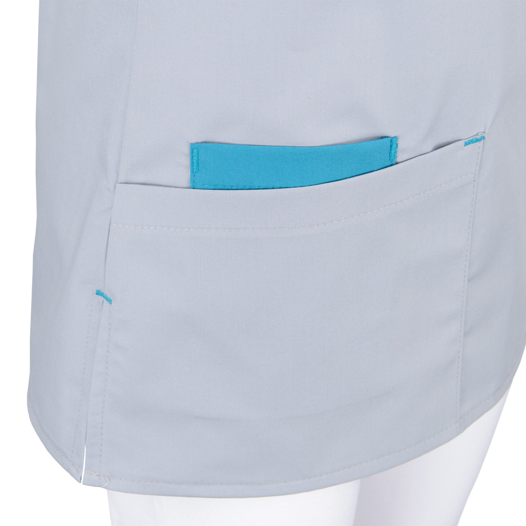 BEB Schlupfbluse beb MEDIZIN/PFLEGE Unisex KASACK Kurzarm V-Neck TENCEL Hellgrau