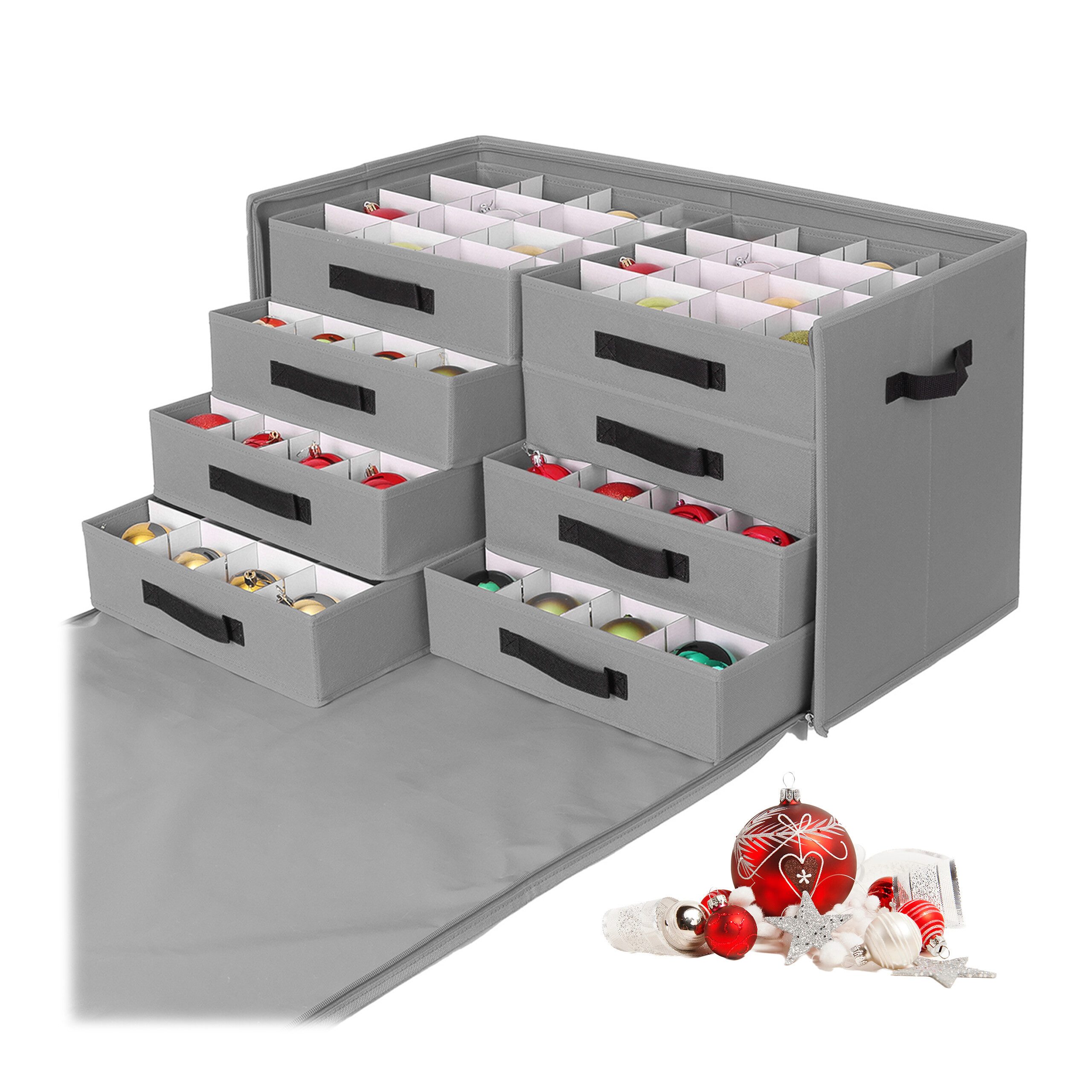 relaxdays Aufbewahrungsbox Weihnachtskugel Aufbewahrungsbox (1 St), grau, L