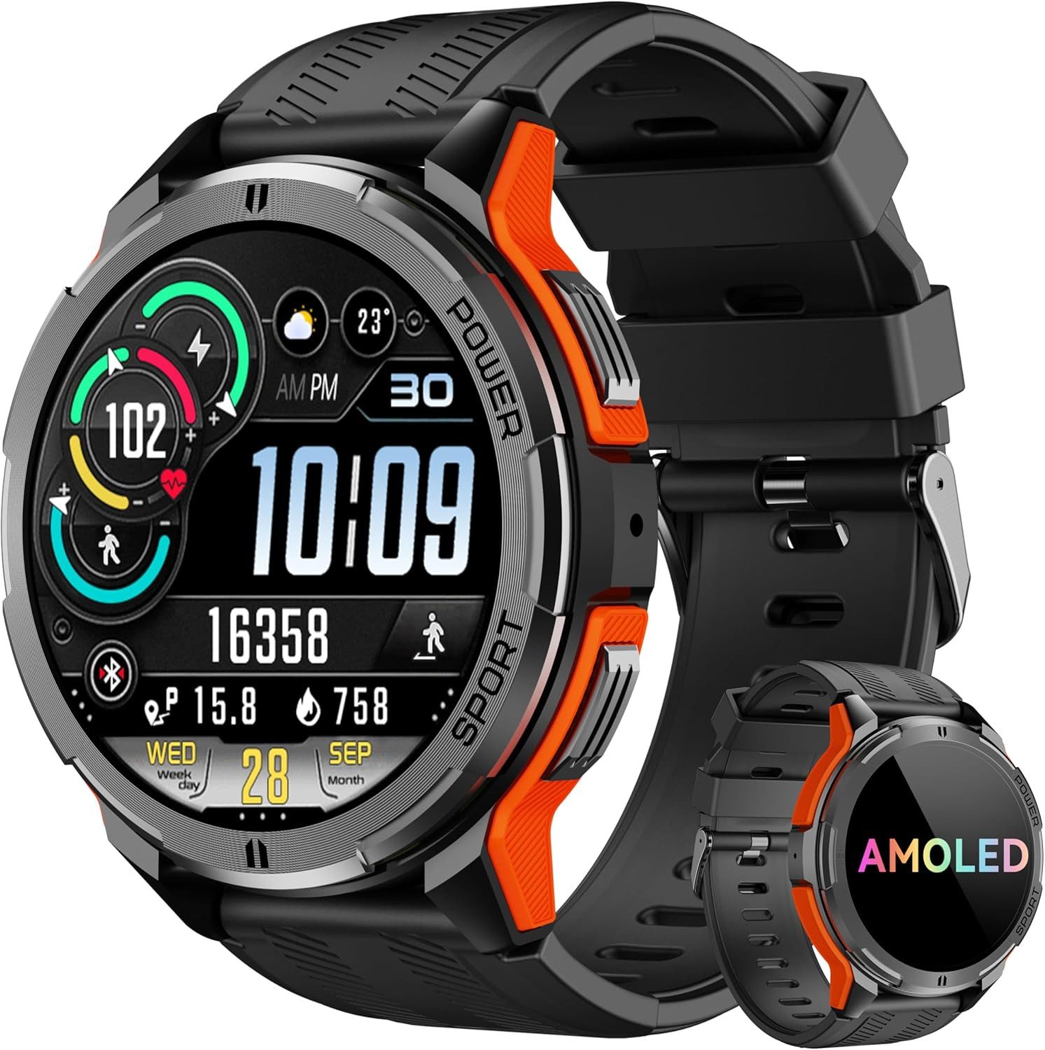 OUKITEL BT10 Smartwatch (3,6 cm, android ios), Herren Smartwatch 1 39 Zoll Bluetooth Anrufe Fitnessuhr Sportmodi IP68