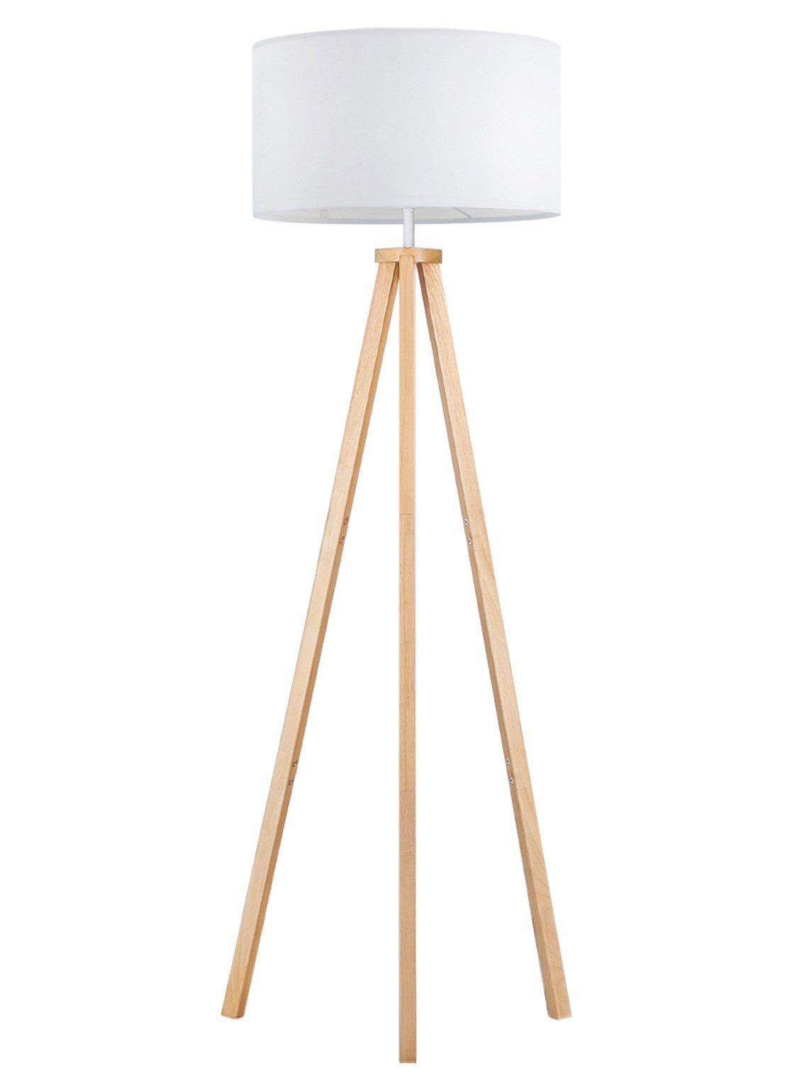 LED Stehlampe wohnzimmer Stehleuchte Dimmbar aus Holz Dreibein, Skandinavischer