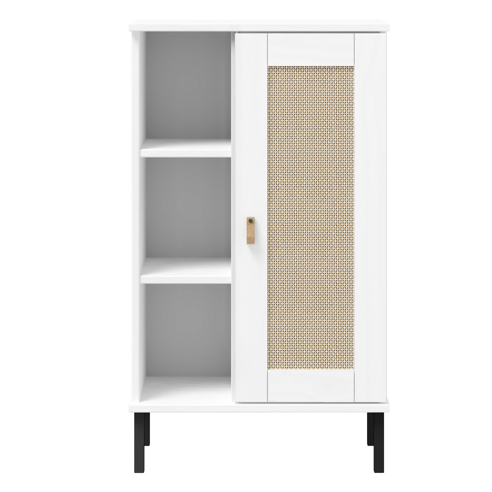 Woodroom Regal Moderner Holzschrank Valencia, Wohnzimmerschrank aus Kiefer, weiß, 52x90x32 cm