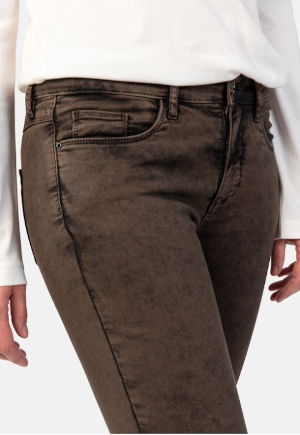 WOMEN Slim-fit-Jeans Fit- STOOKER Florenz Damen Jeans -Slim Brown Chocolate Wash Stretch