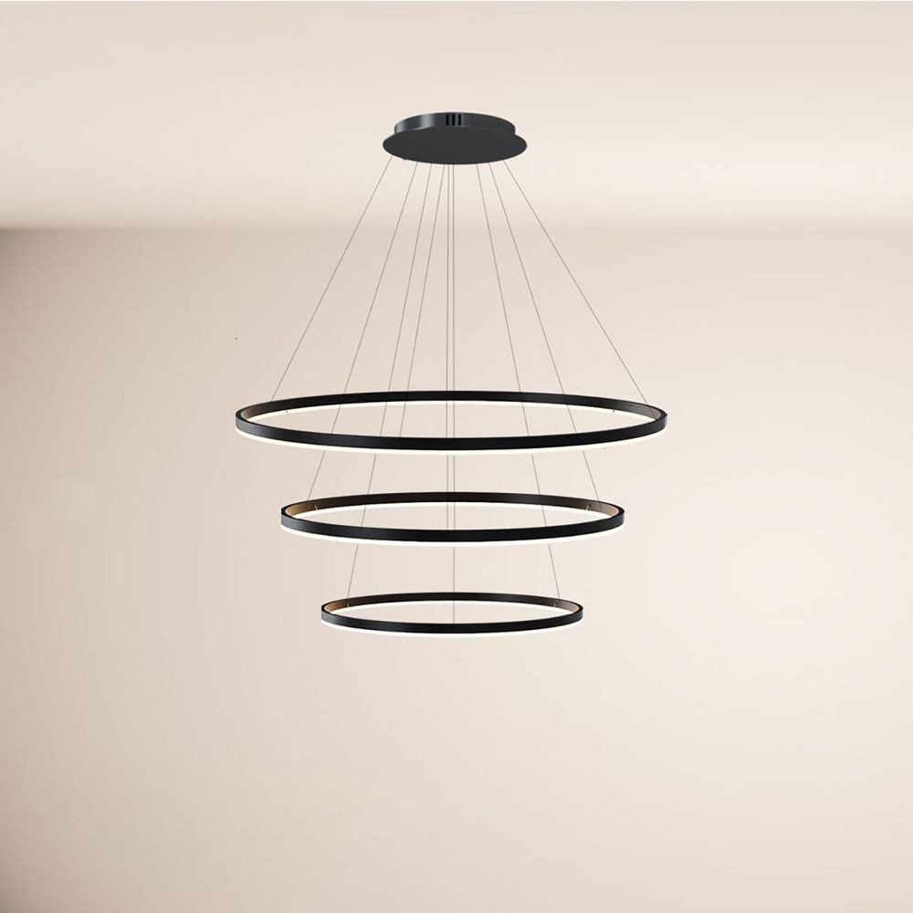 s.luce Pendelleuchte LED 3er-Ring Hängeleuchten Kombination Zentrisch Schwarz, Warmweiß