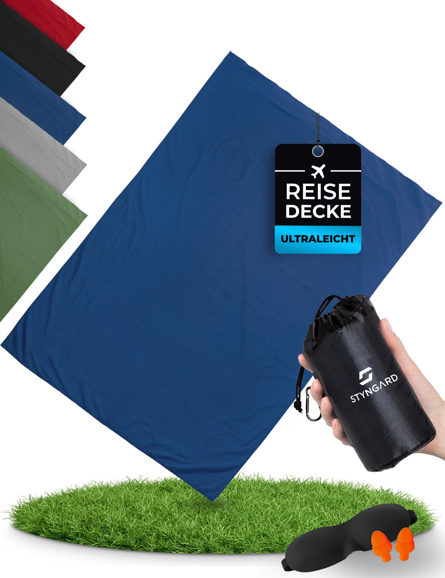 Outdoordecke Ultraleichte Reisedecke kleines Packmaß aus 100% Baumwolle [200 g], Styngard, - Campingdecke leicht