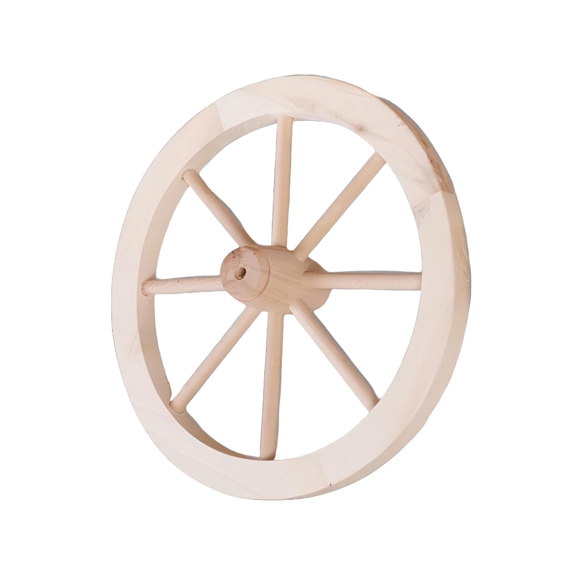 Gartenfigur Holzrad Deko Ø 30 cm mit Speichen - Wagenrad aus Vollholz für Garten-