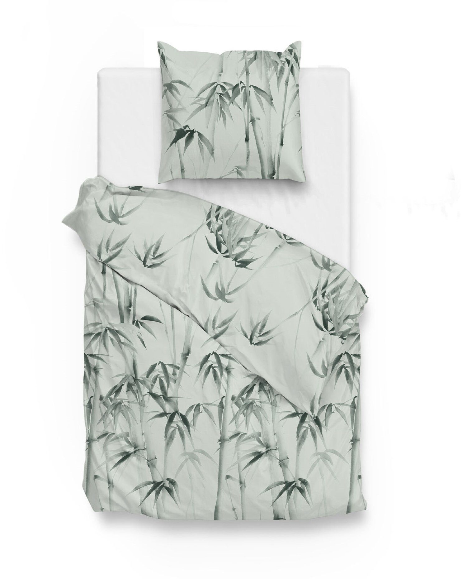 ZO HOME Bettwäsche Zo! Home Mako-Satin Bettwäsche 135x200 Lani green Bambus Blätter grün, Mako-Satin, 2 teilig