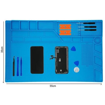 Minadax Reparatur-Set Lötmatte XXL ESD 55 x 35cm Silikonmatte + Handgelenkschlaufe