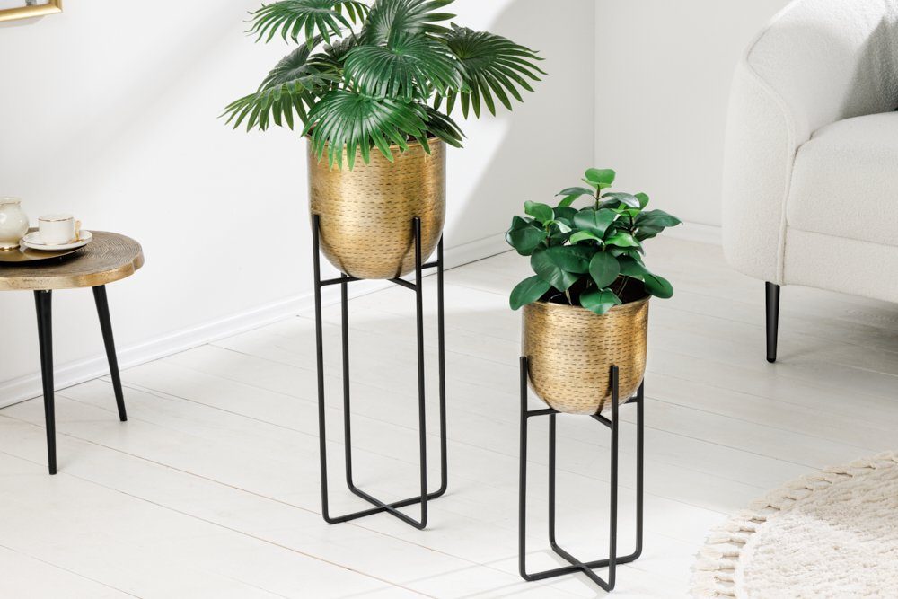 riess-ambiente Übertopf UNIT 70/50cm gold / schwarz (Set, 2 St), Wohnzimmer  · Vase · für Pflanzen · Metall · mit Gestell · Handarbeit