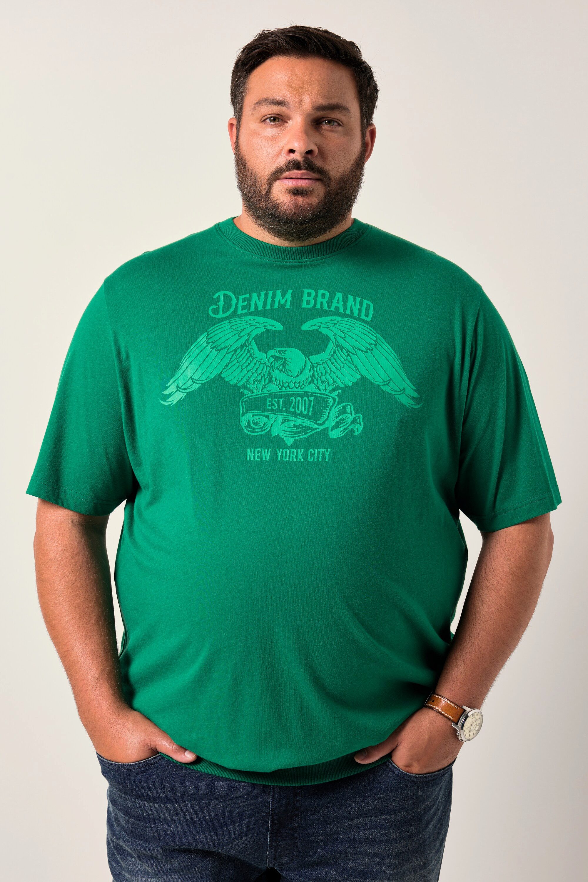 T-Shirt T-Shirt Bauchfit Halbarm Brustprint