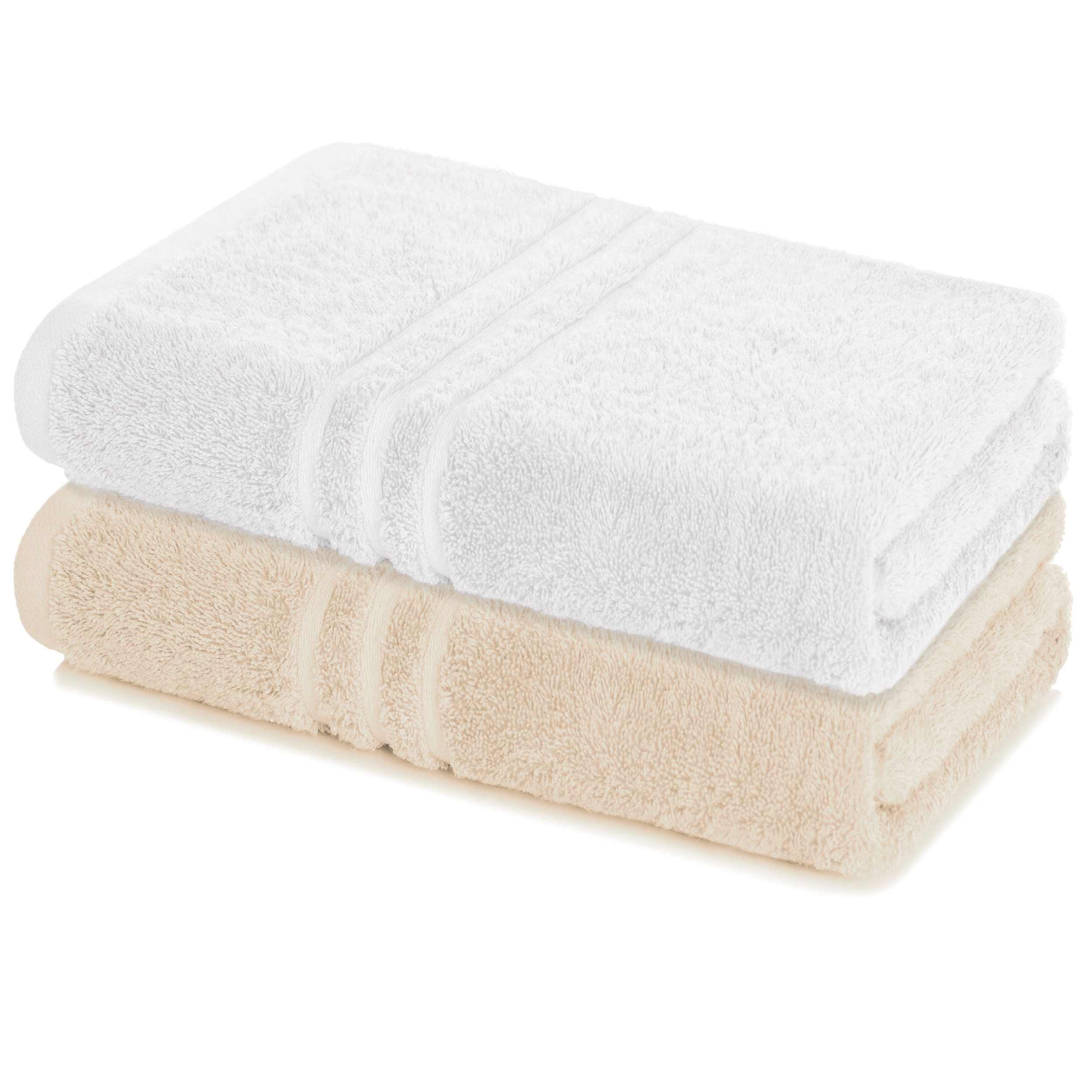 Lavea Badetuch Elena 2er Set Badetücher 100x150 cm, Duschtuch, 500 g/m² Frottier, weich & saugstark, pflegeleicht