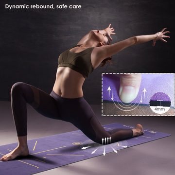 GOLDEN Yogamatte GOLDEN® Yogamatte rutschfest aus Kautschuk XL groß 4mm Dicke 183cm Länge 68cm Breite Align Recycelbare Guter Halt bei viel Schweiß Handtuch Matte, Sprühen Sie wenig Wasser, perfekte Griffe bekommen