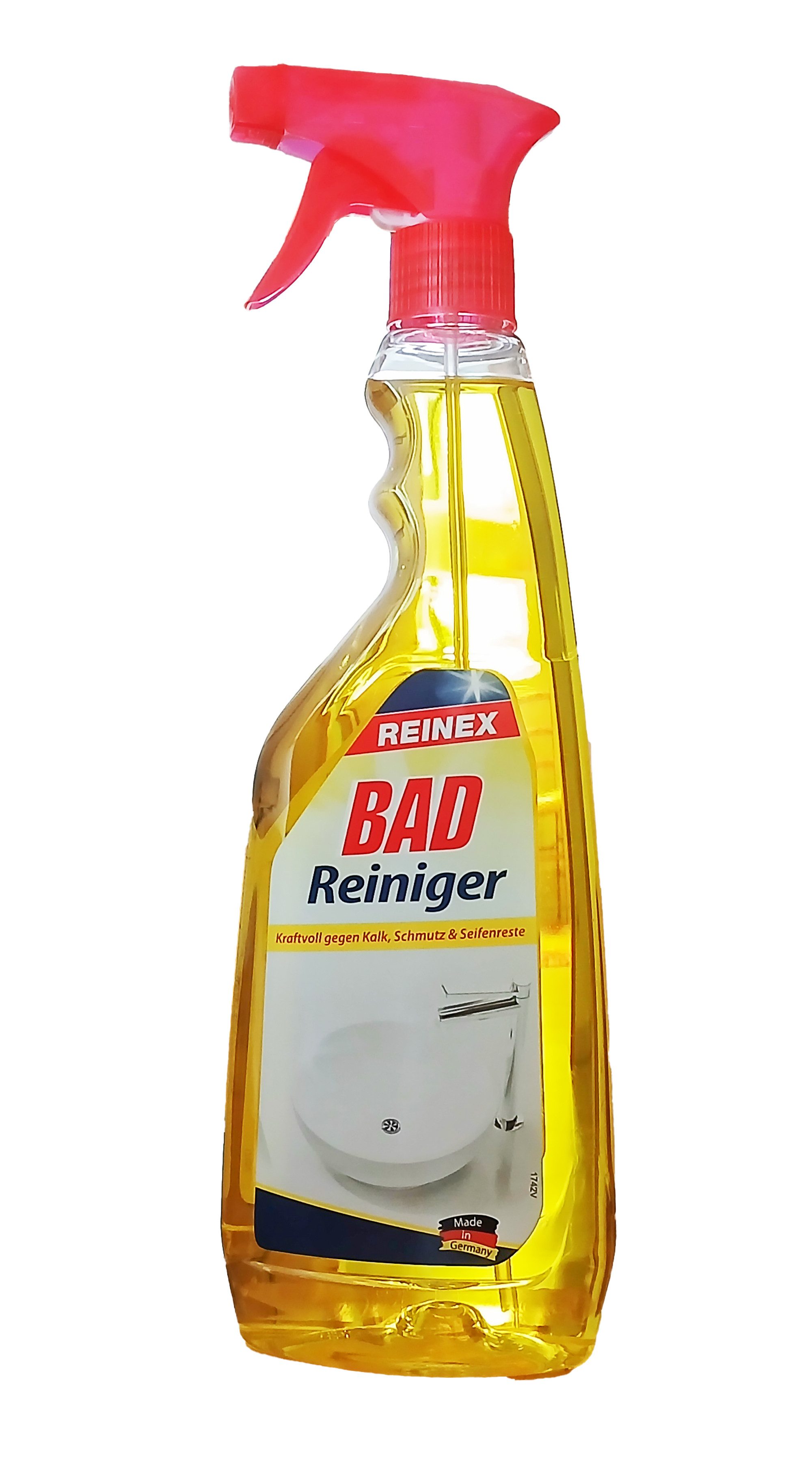 Reinex BADREINIGER 750ml mit Citruskraft Sprühpistole Kalklöser Dusche Bad 21 Badreiniger (Reiniger Zitronensäure Reinigungsmittel)