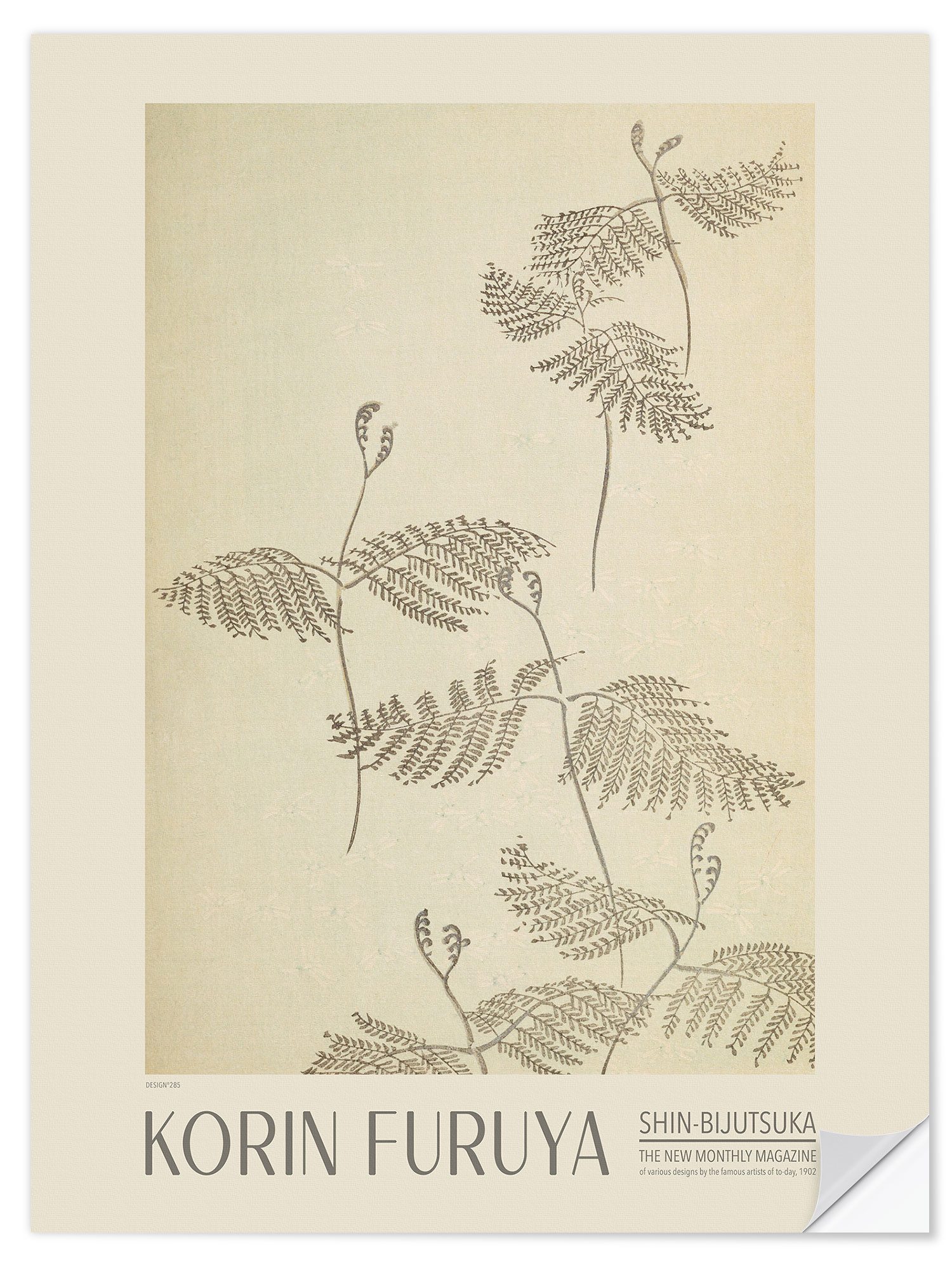 Posterlounge Wandfolie Korin Furuya, Florales Design 285, Shin-bijutsukai, 1902, Wohnzimmer Japandi Illustration