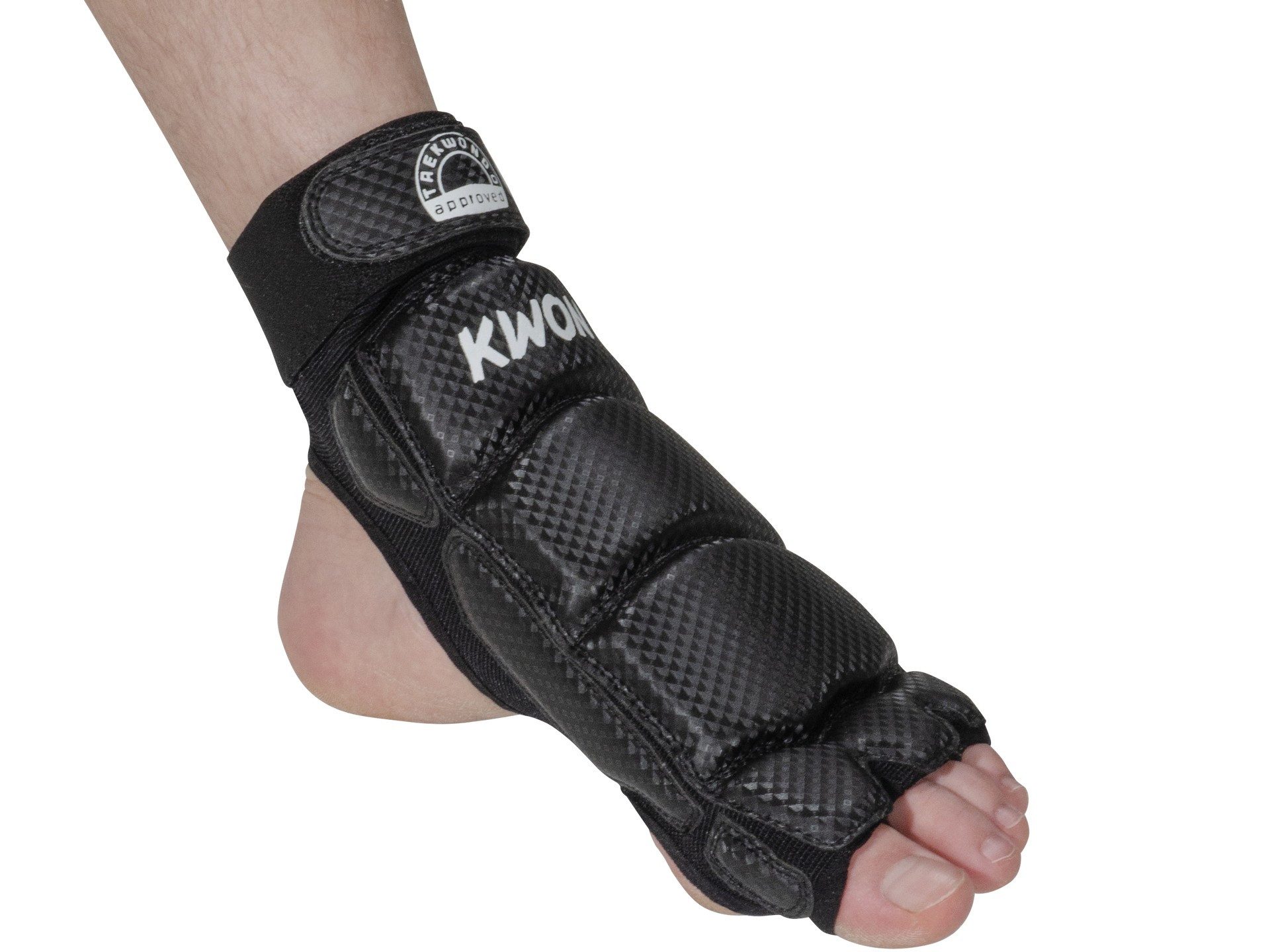 KWON Fußschutz Taekwondo WT Fußschützer Fußschoner WTF weiß schwarz (Paar), WT Taekwondo konzipierte, Kunstleder
