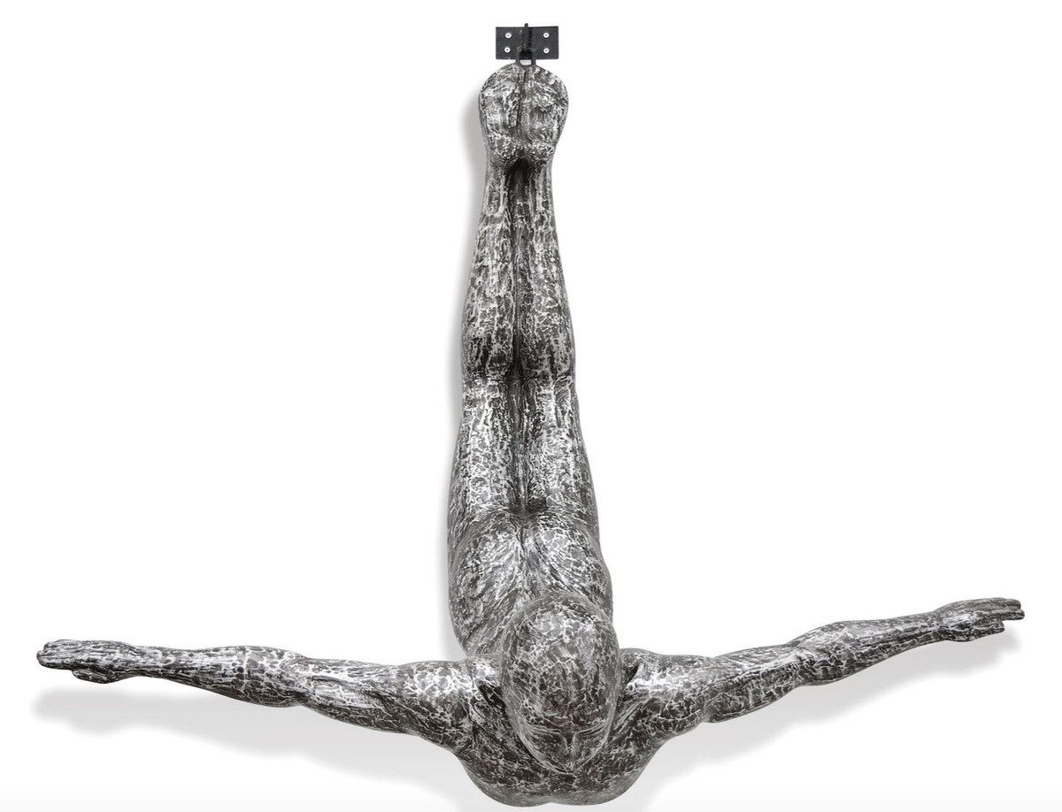 Turmspringer Dekofigur Skulptur 80 / Kunstspringer x H. Silber Deko Casa cm Padrino Casa 157 Figur - x Schwarz Padrino Luxus 147
