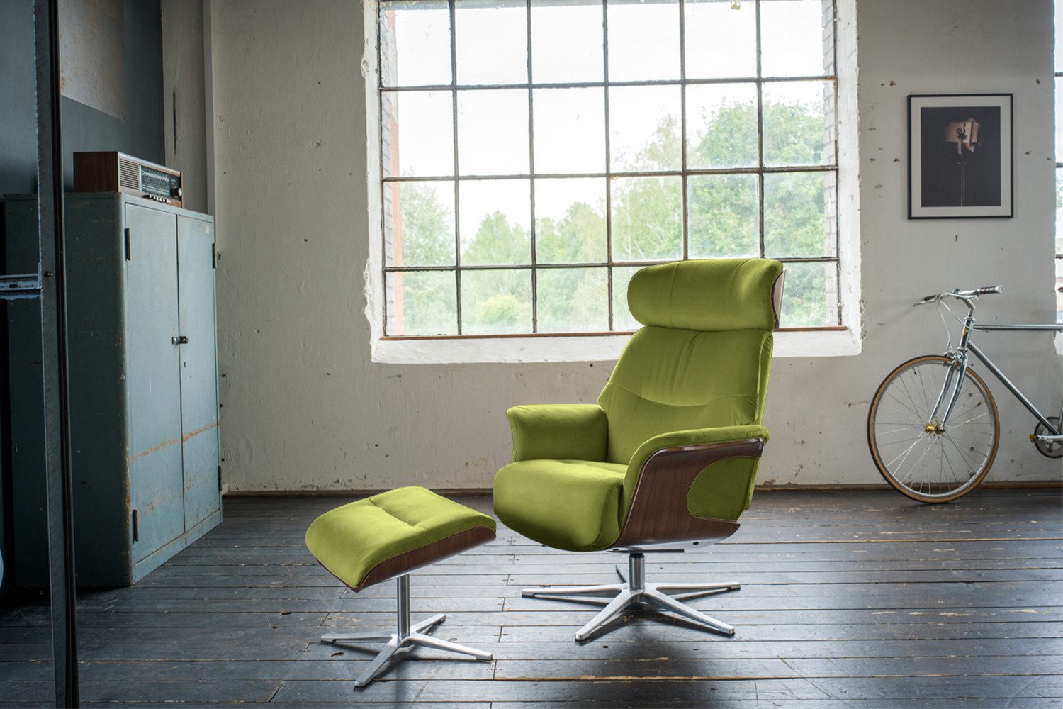 KAWOLA Relaxsessel TOSAR, Drehsessel mit Hocker günstig online kaufen