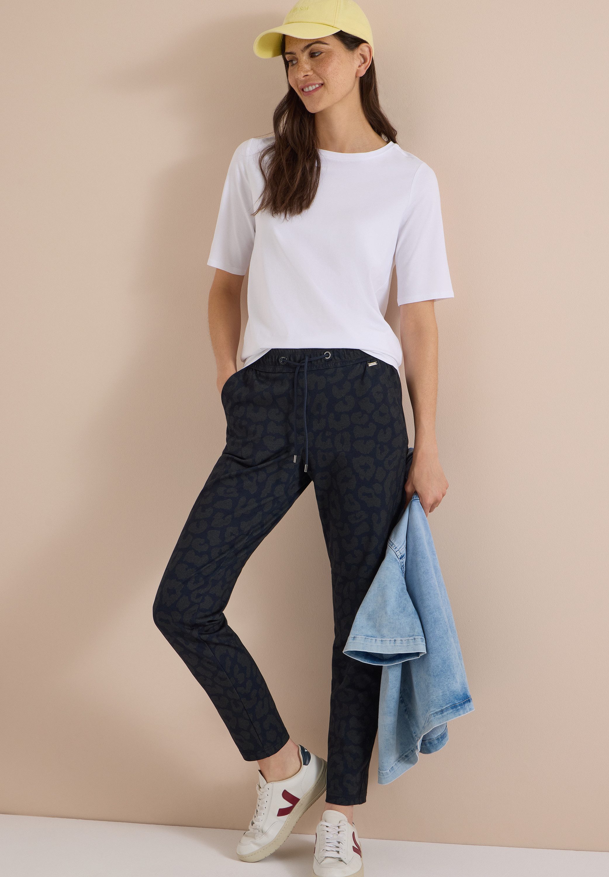 CECIL Stoffhose Style Tracey mit Animla-Print und elastischem Bund mit Tunnelzug