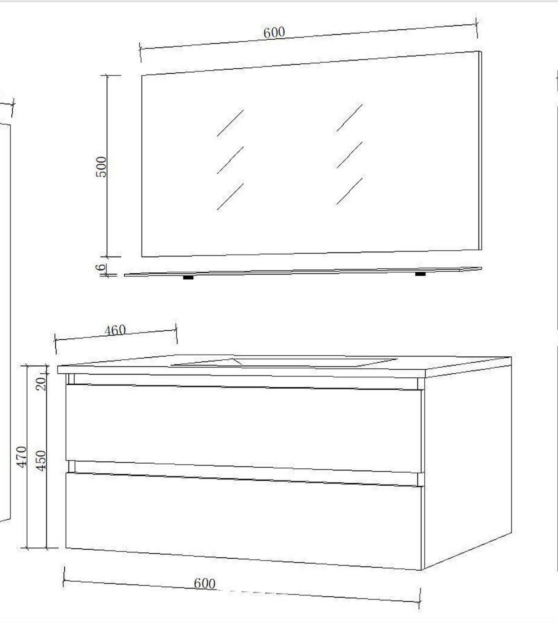 Homeline Badmöbel-Set Leonard badmöbel Set Eiche/Weiß Kosmetik Spiegel 60 90 120 cm, (BadMöbel Set, 4-St., Badezimmer Möbel)