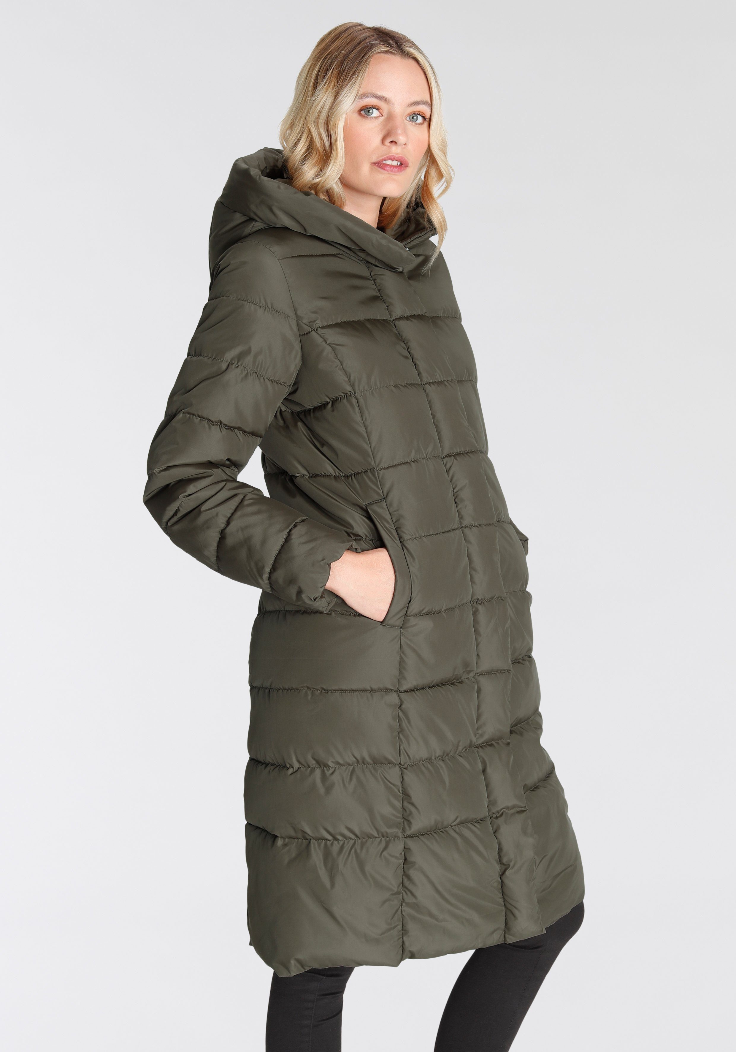 ONLY Steppmantel mit OTW LONG X PUFFER COAT ONLTINA Kalamata Kapuze