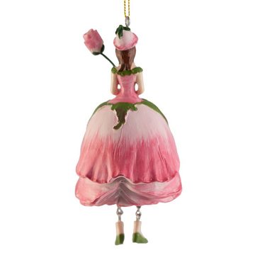 ROSEMARIE SCHULZ Heidelberg Dekofigur Blumenmädchen Figur Rose Rosa Dekohänger Blumen Deko-Objekt Kunstblume, Handbemalte Figur aus Polyresin