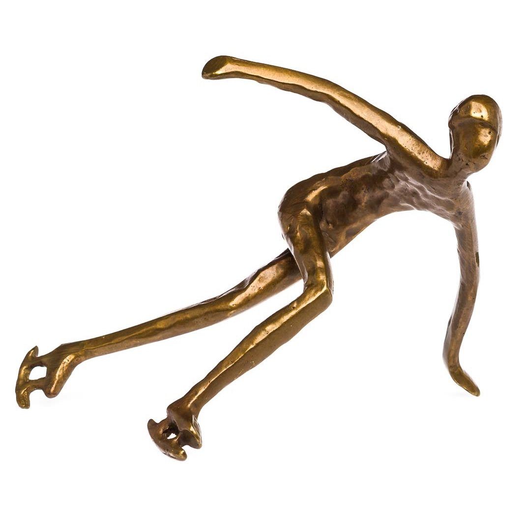 Aubaho Skulptur Skulptur Schlittschuhläufer Eisschnelllauf Antik-Stil Bronze Figur Pok