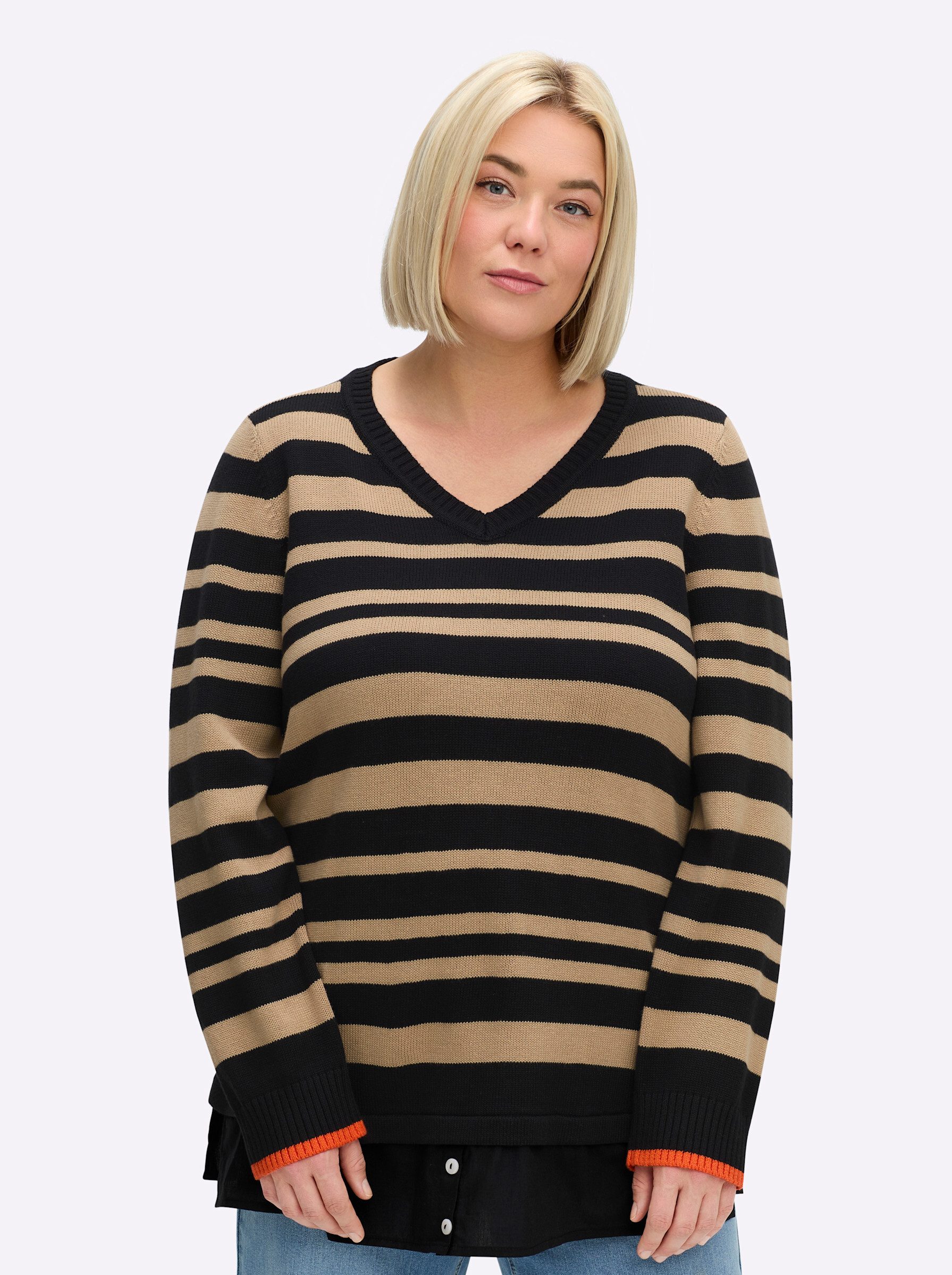 Sheego Strickpullover Pullover Langarm Jersey