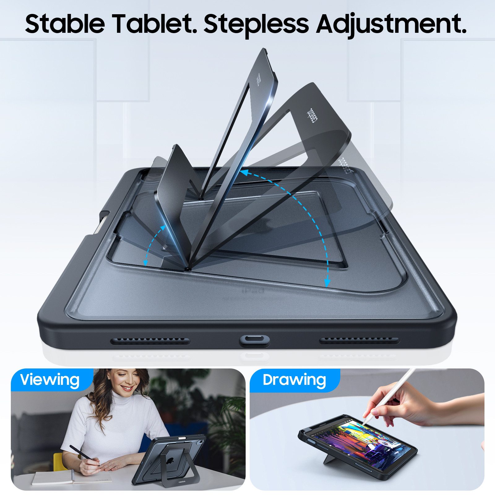 Fintie Tablet-Hülle für iPad (A16) 11. Generation 2025, iPad 10. Generation 10,9 Zoll 2022, Robuste, stoßfeste Rückschalenhülle mit Ständer und Stifthalter – Bild 5 von 5