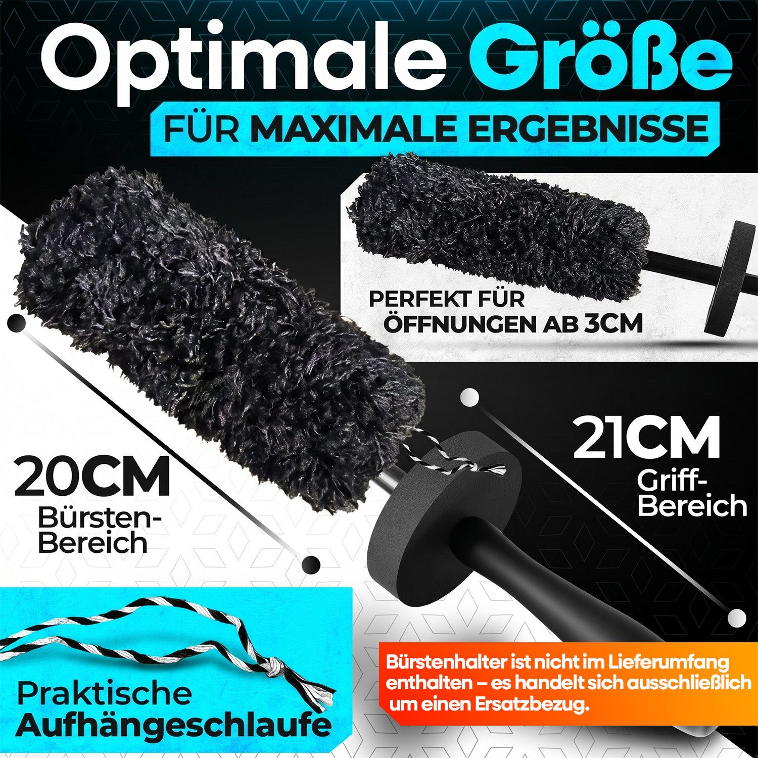 Loco Bird Felgenbürste Mikrofaser Auto - schonende Reinigung für alle Autofelgen, (1-tlg), - Car Wash Set, Auto Bürste, Microfaser Felgen Bürste Alufelgen