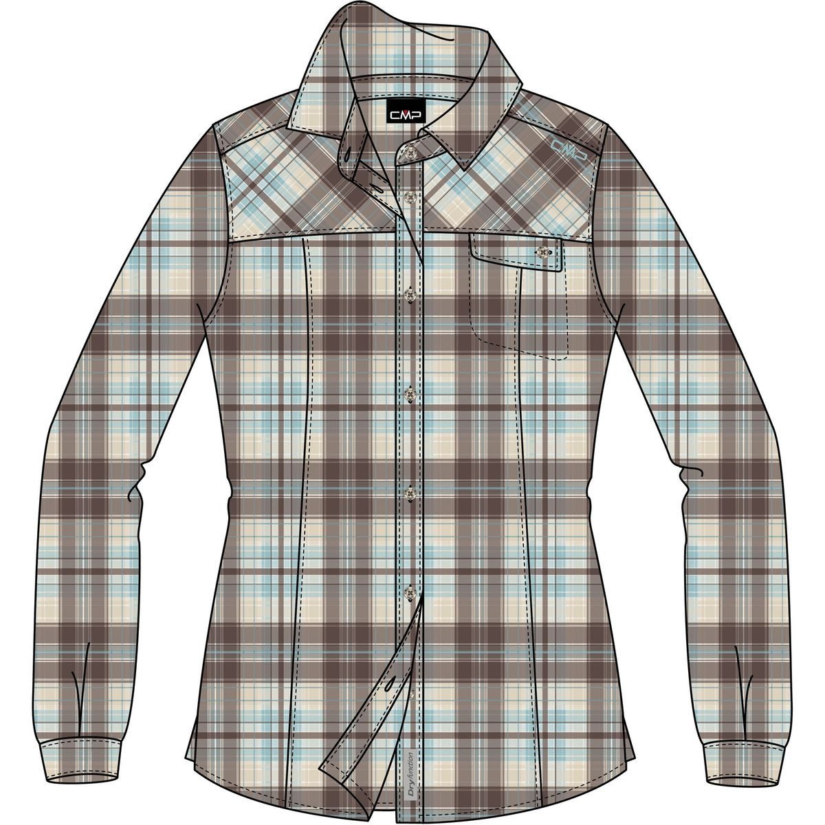 CMP Outdoorbluse Woman Shirt Long Sleeves Funktionales Stretchshirt mit Dry Function Technologie und
