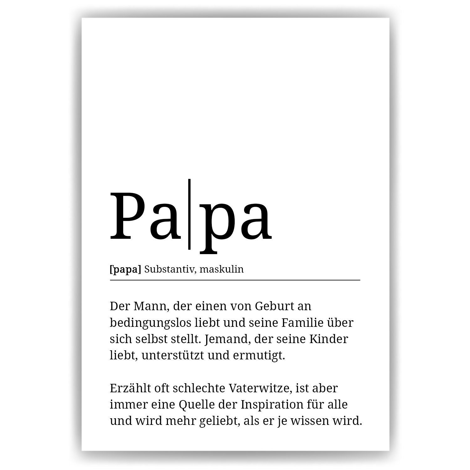 Tigerlino Poster Papa Definition Wandbild Geburtstag Vatertag Geschenk