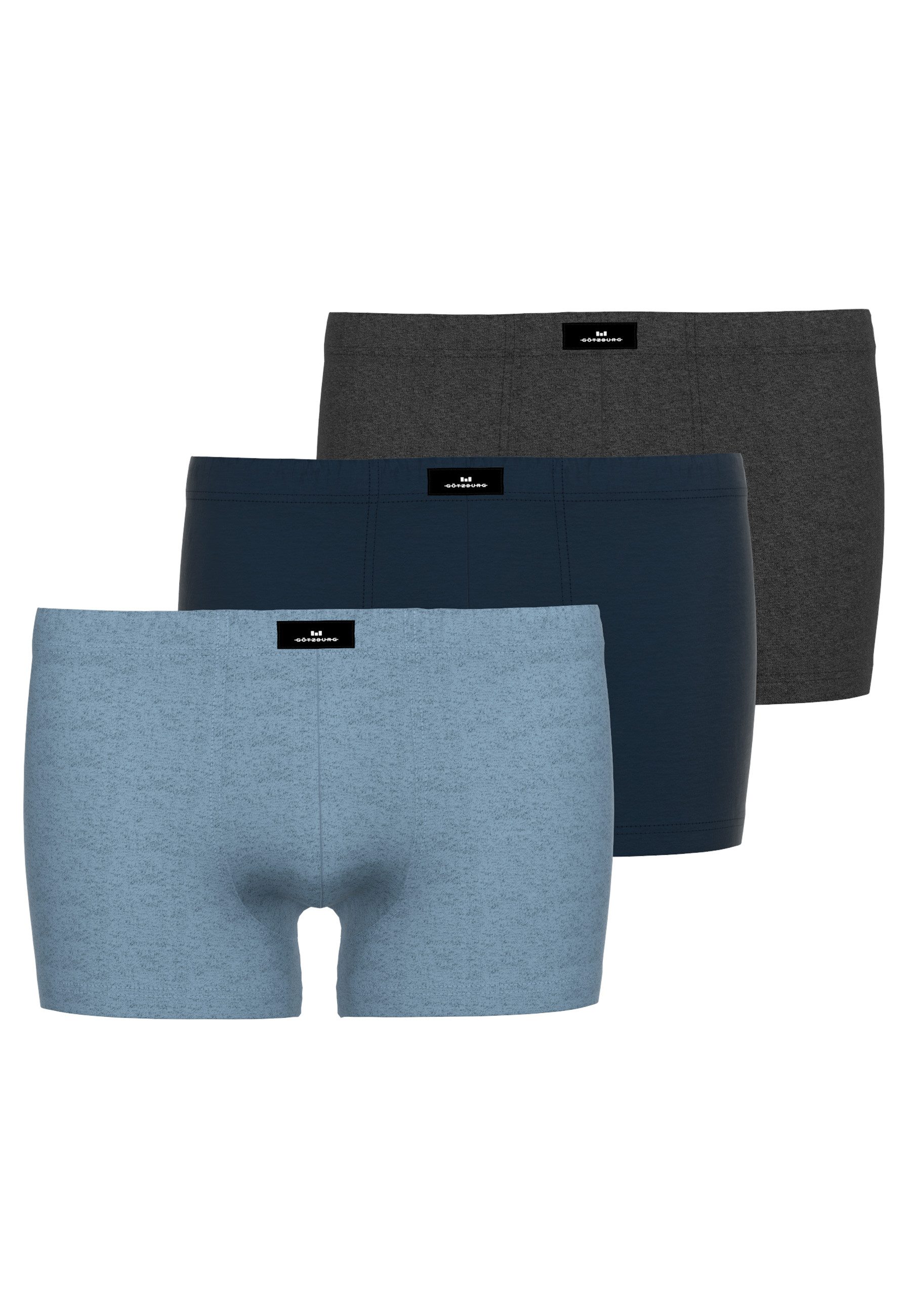 Boxershorts GÖTZBURG Herren Pants blau uni 3er Pack