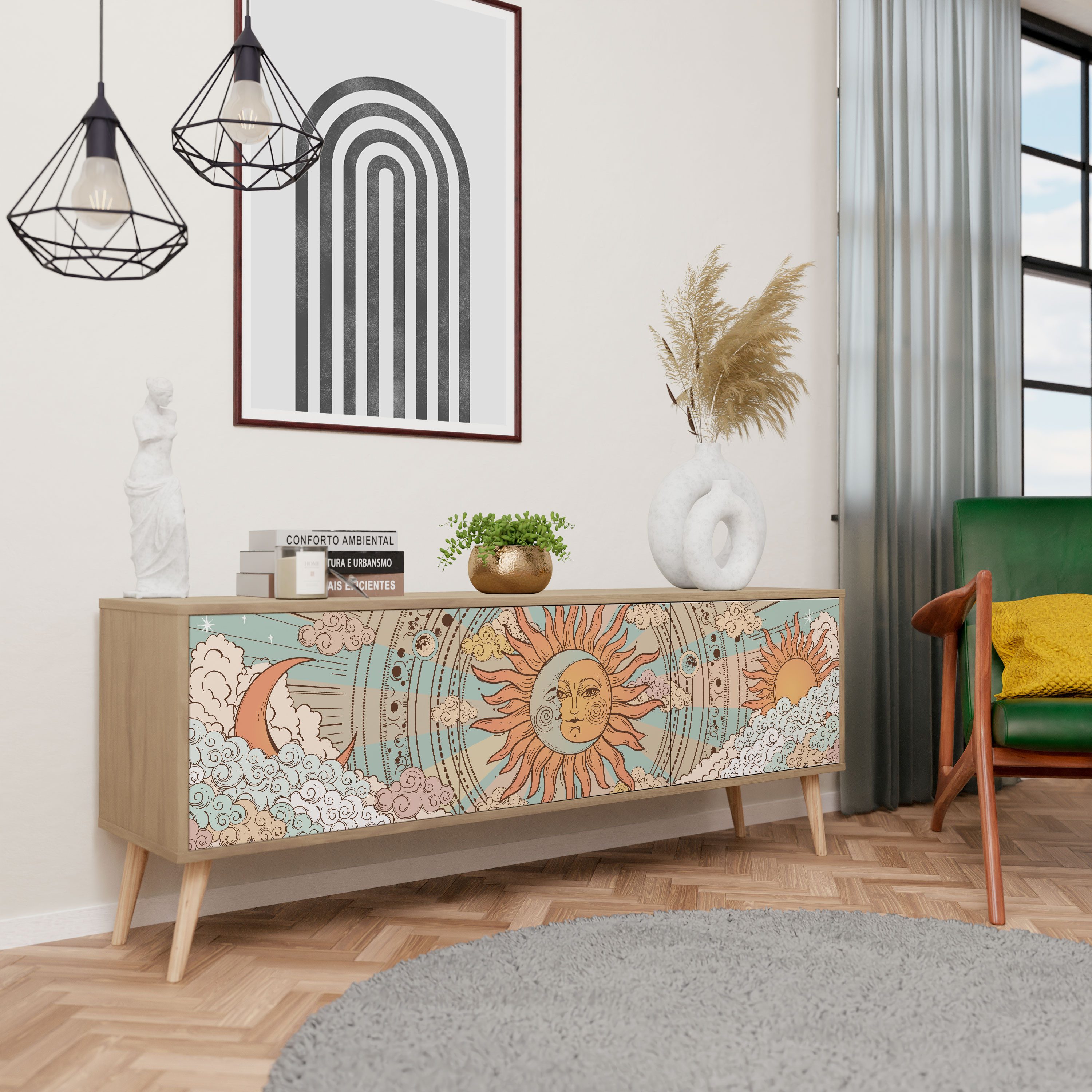SPACEREBELS TV-Schrank mit Türen, Fernsehtisch, Sideboard, Board mit Stauraum, Tisch mit Beinen Lowboards 161 cm Fernsehschrank