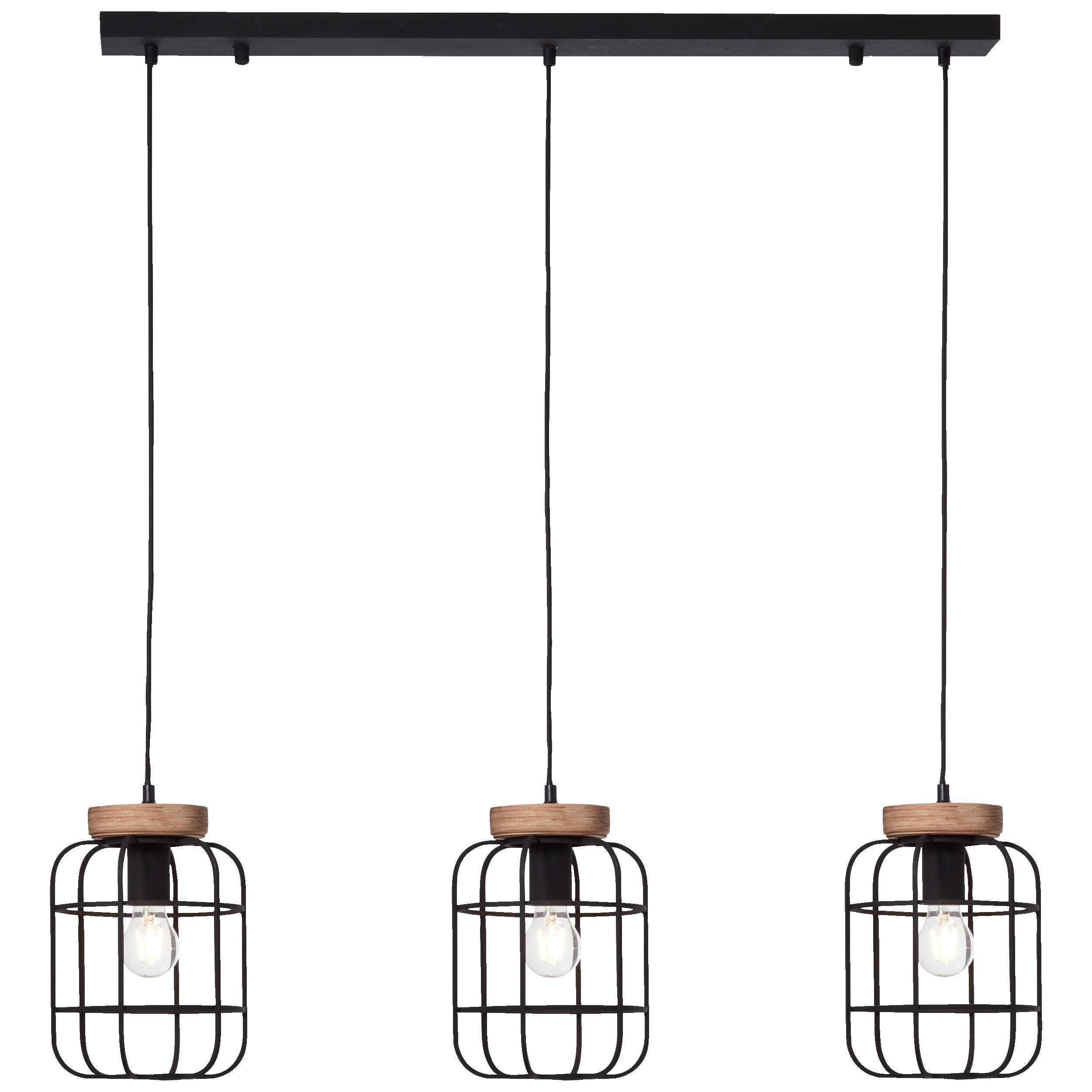 Lightbox Pendelleuchte, ohne Leuchtmittel, Balken Hängelampe, 142 cm Höhe, E27, max. 40 W, Metall/Holz