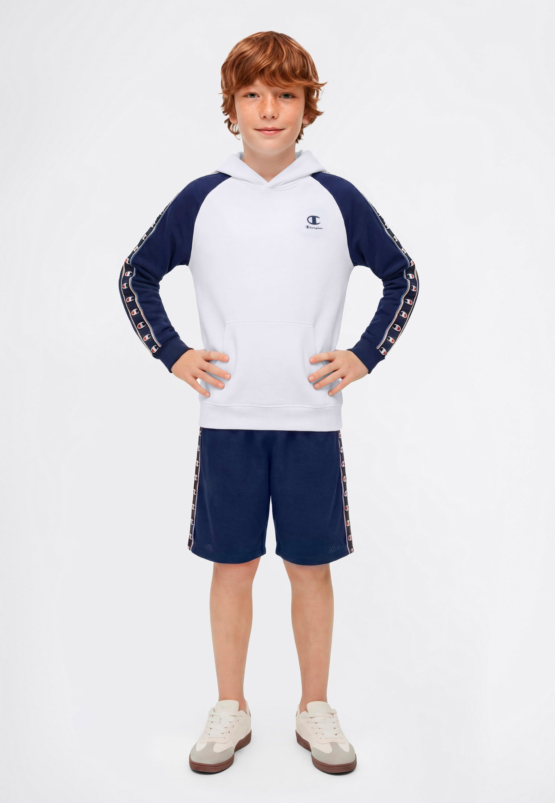 Champion Kapuzensweatshirt Sports-inspired Terry Hoodie with Tape detailing für Kinder, sportlich inspiriert, mit Kapuze, normale Schnittform