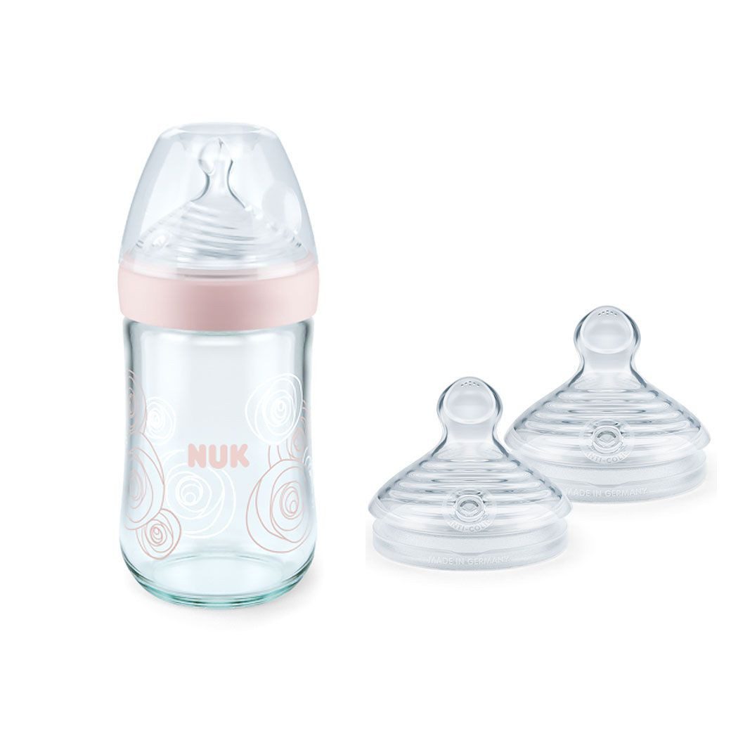 NUK Babyflasche NUK Nature Sense Glasflasche mit 2er Saguer 2s Vortetlset