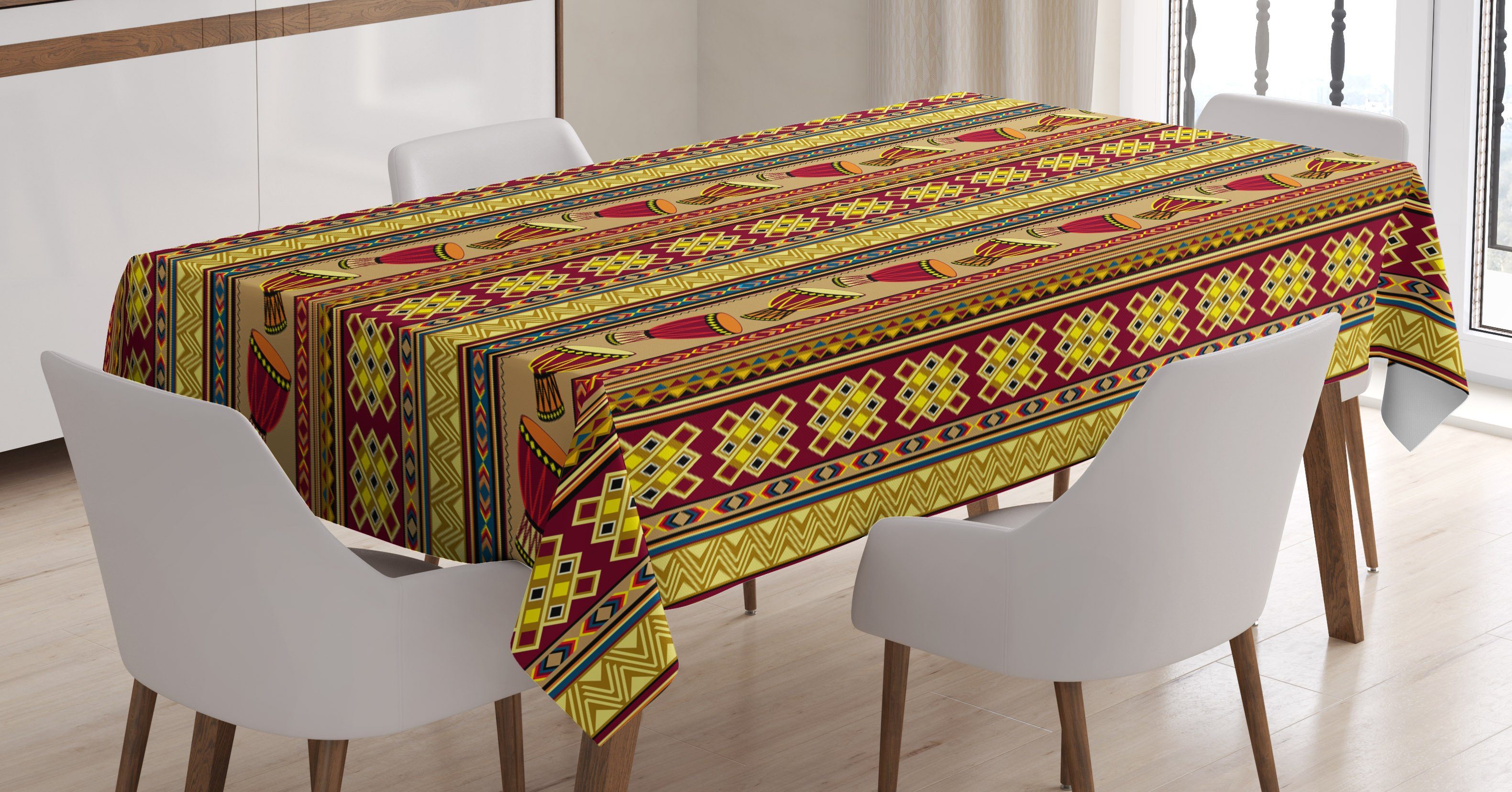 Abakuhaus Tischdecke Farbfest Waschbar Für den Außen Bereich geeignet Klare Farben, afrikanisch Abstrakt