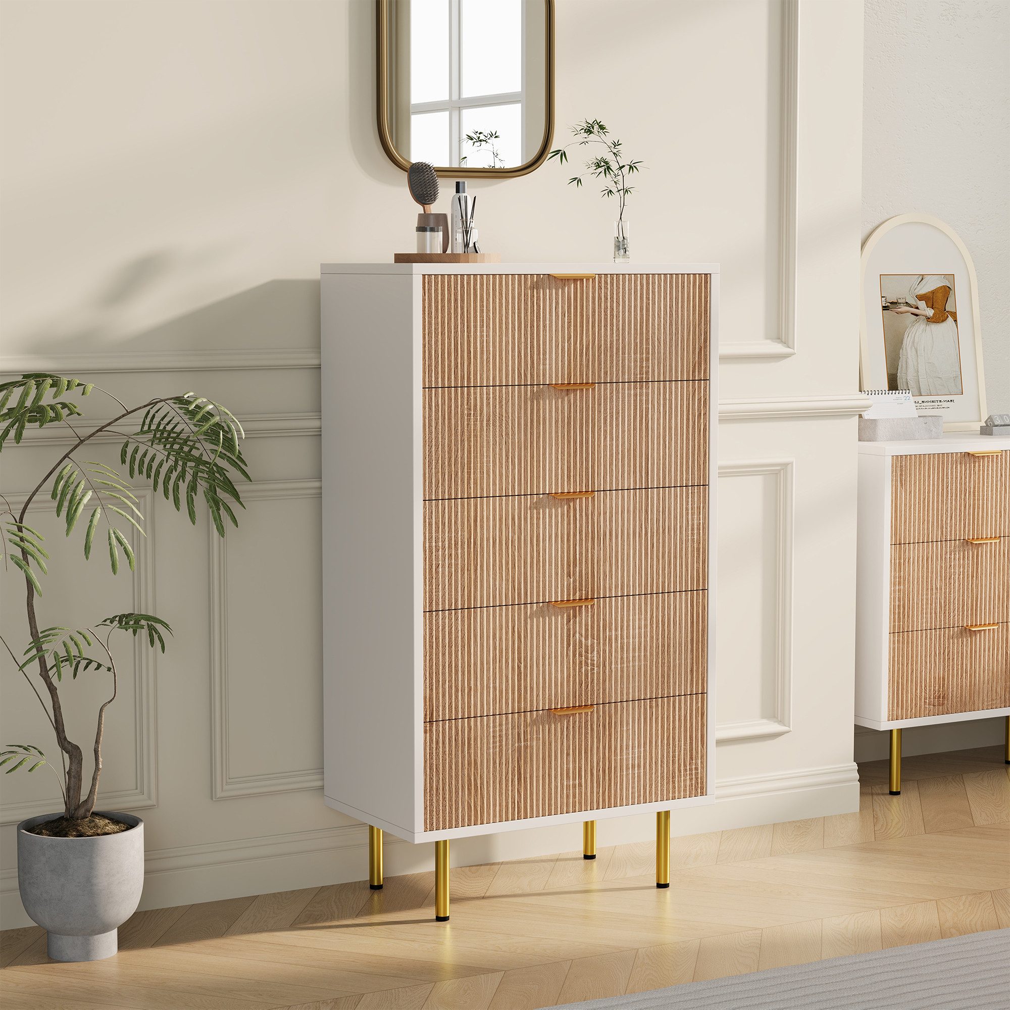 Kommode Kommode Sideboard Beistellschrank mit 5 Schubladen